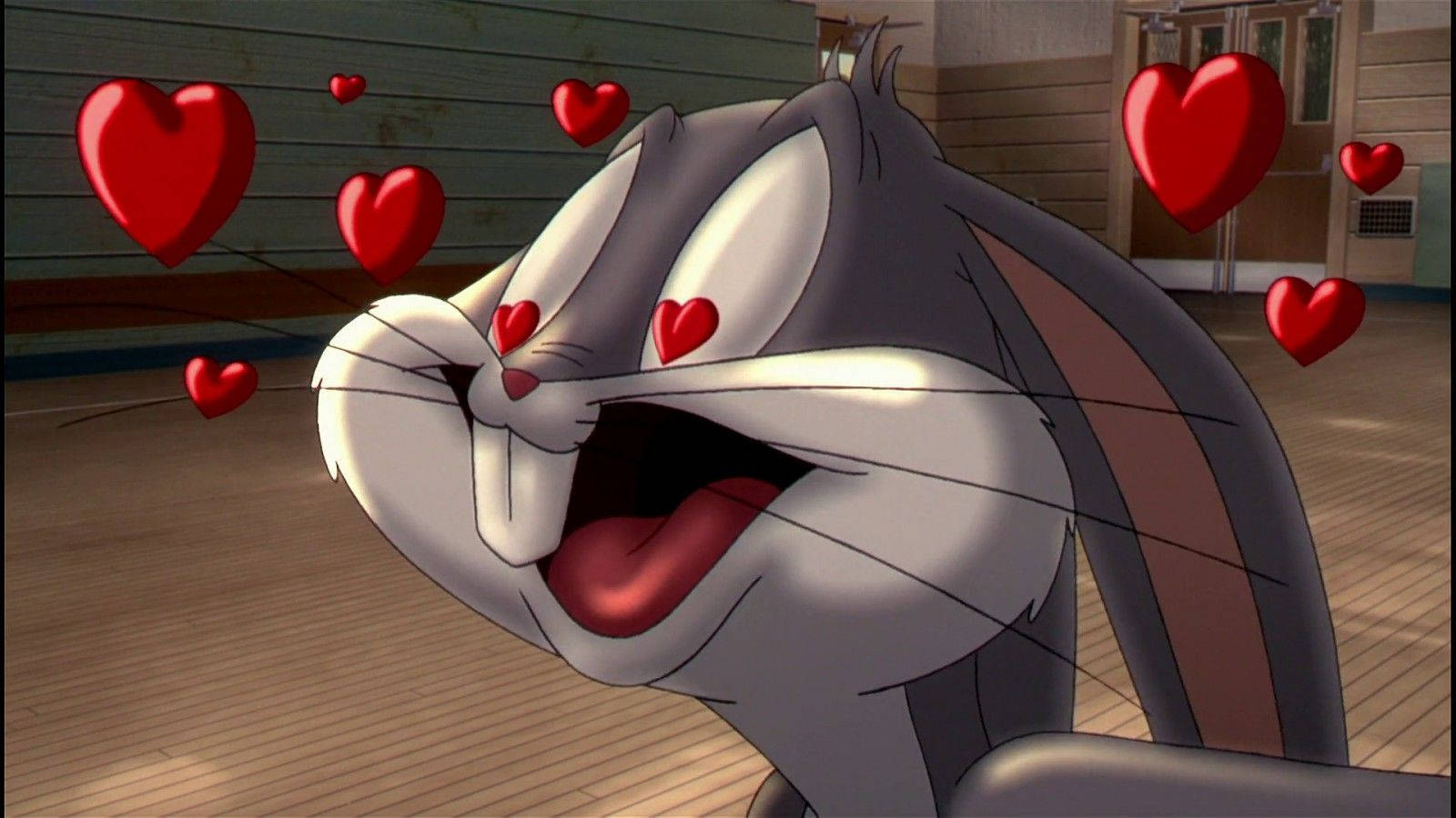 Bugs Bunny, red hearts, gymnasium, HD Desktop Wallpaper