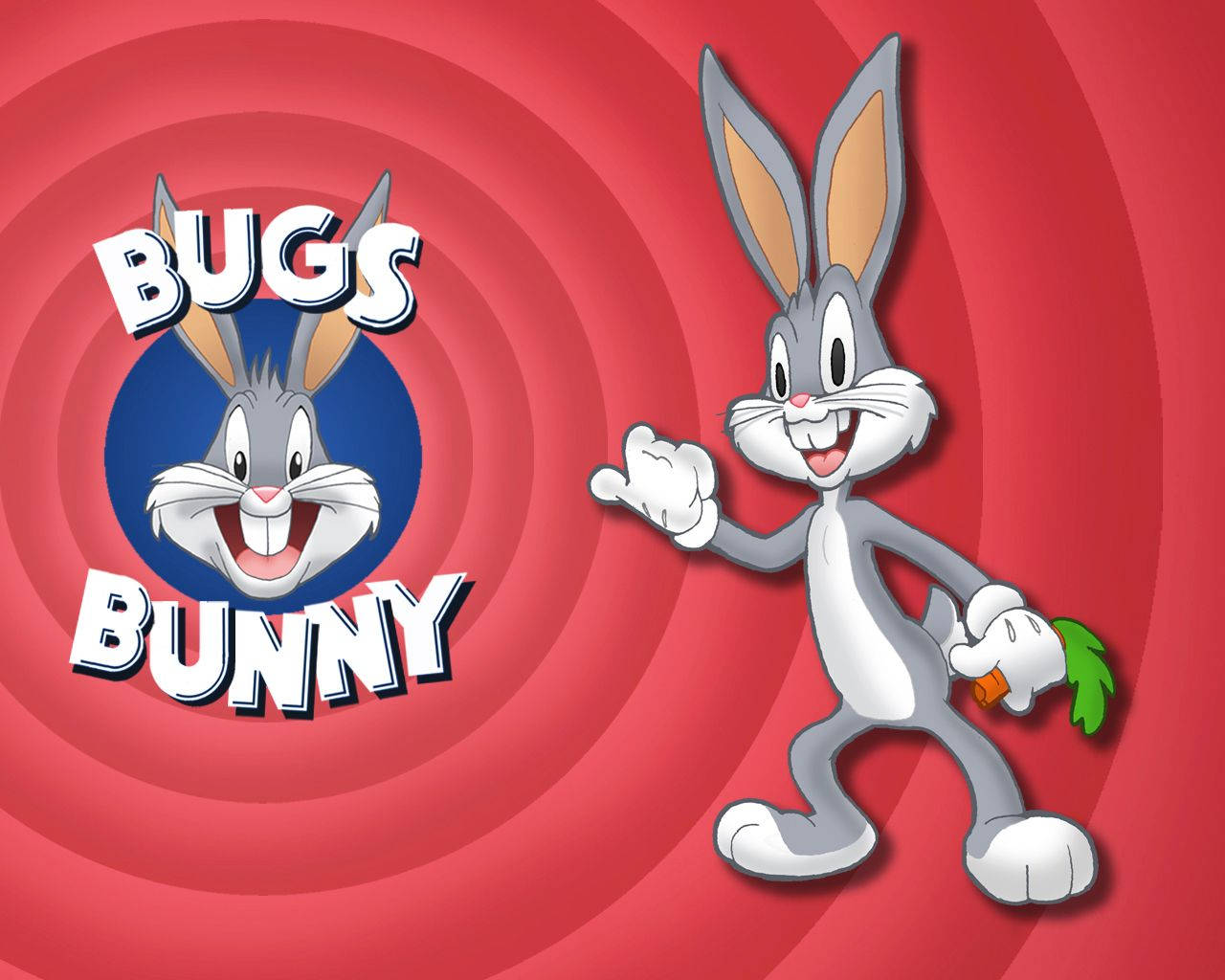 Bugs Bunny, carrot, bold red spiral background, HD Desktop Wallpaper