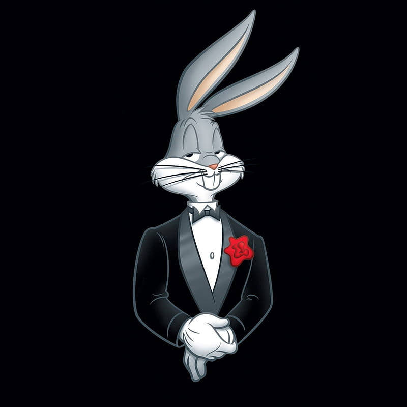 Bugs Bunny, black tuxedo, red rose boutonniere, SD Desktop Wallpaper