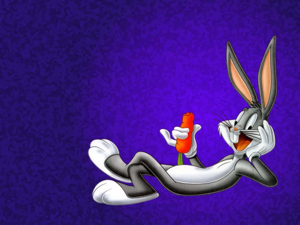 Bugs Bunny, carrot, purple background, SD Desktop Wallpaper