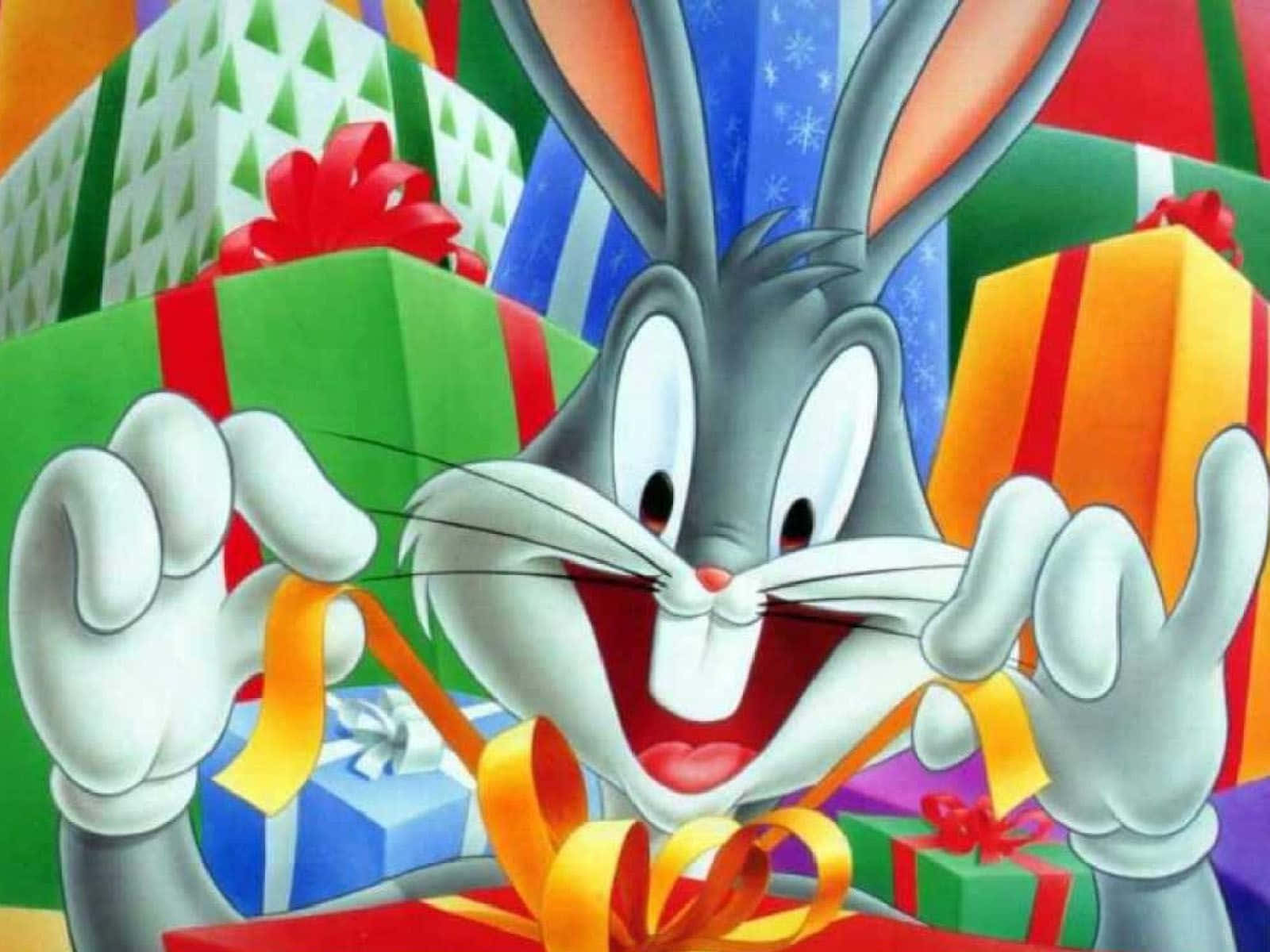 Bugs Bunny, colorful wrapped presents, ribbons, HD Desktop Wallpaper