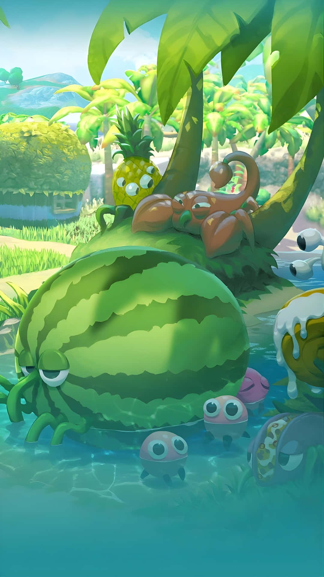 Bugsnax, island, watermelon octopus, Full HD Phone Wallpaper