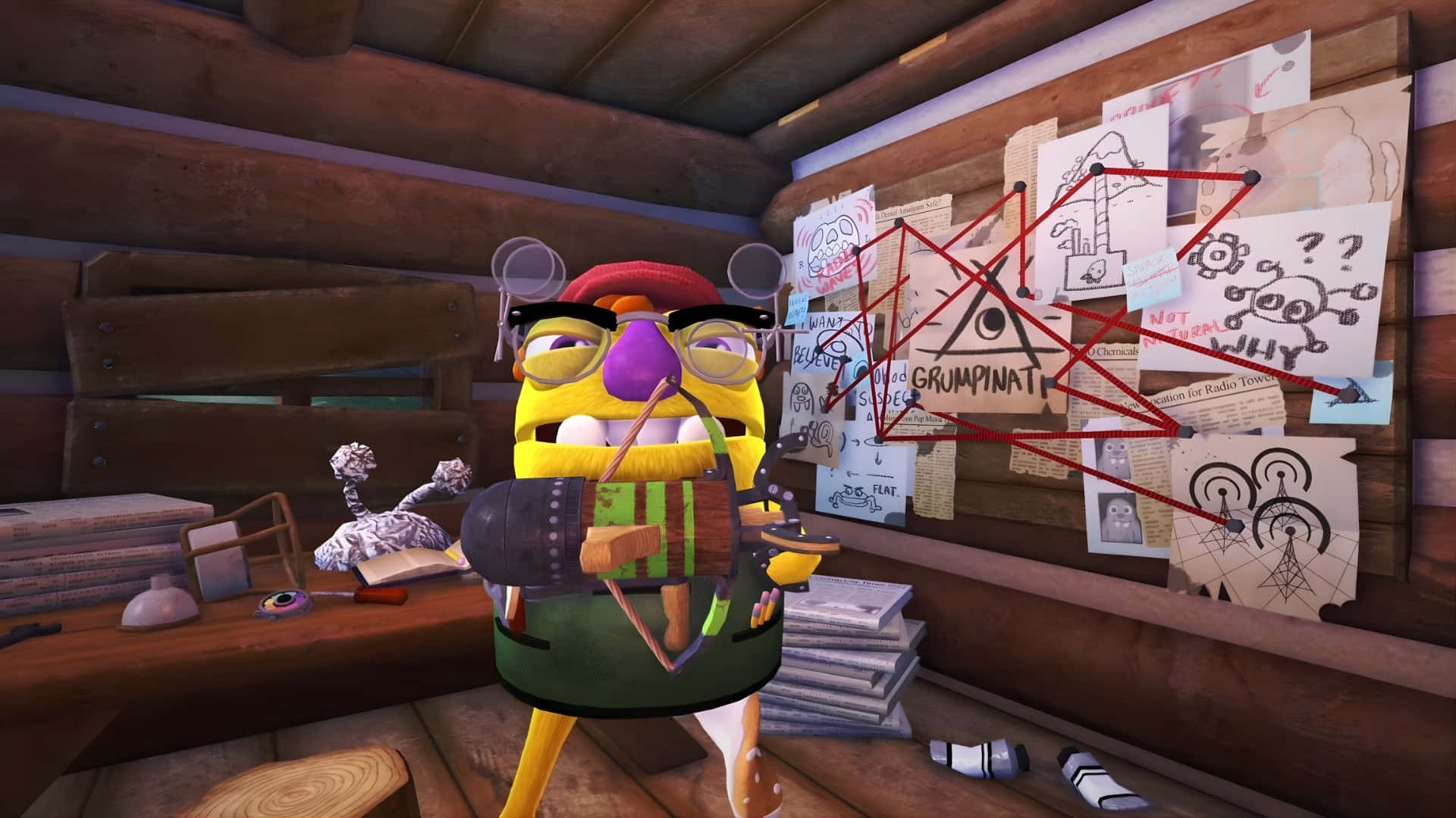 Bugsnax, yellow animated character, glasses, Full HD Desktop Wallpaper