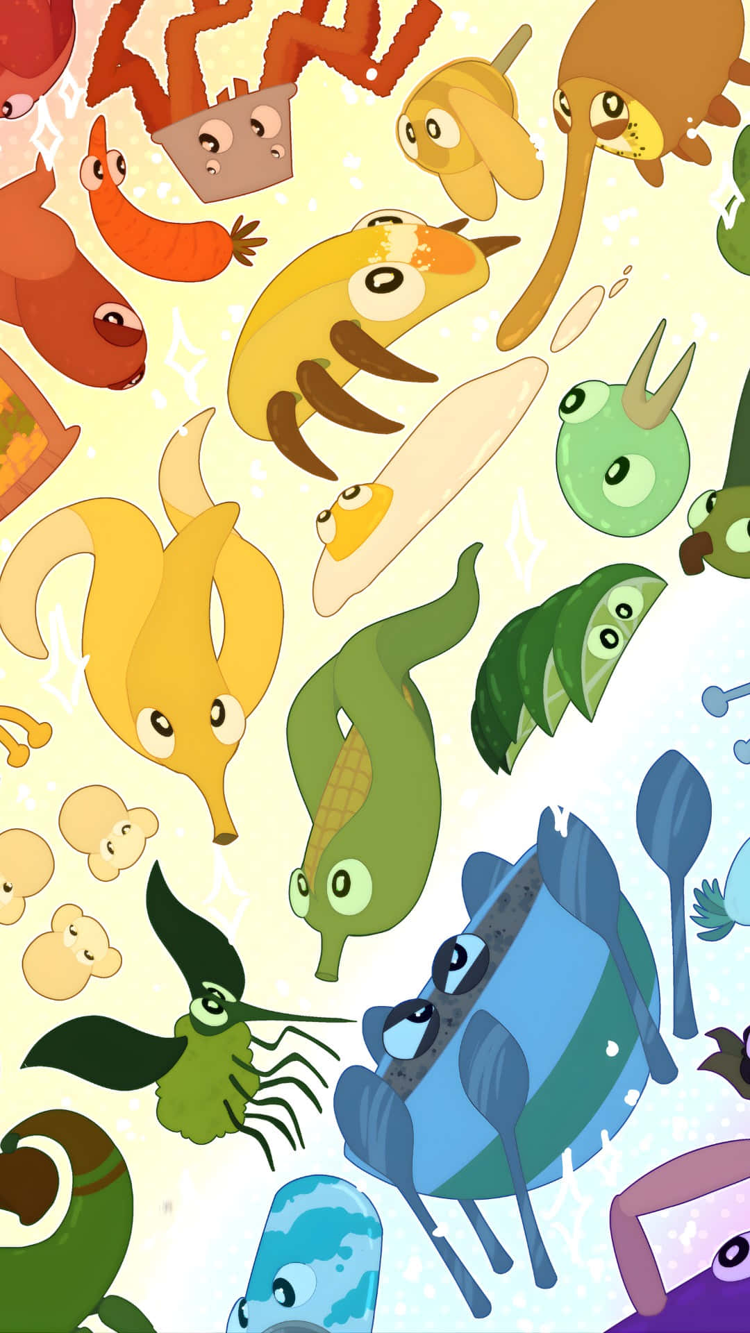 Bugsnax, creatures collection, cartoonish food items, Full HD Phone Wallpaper
