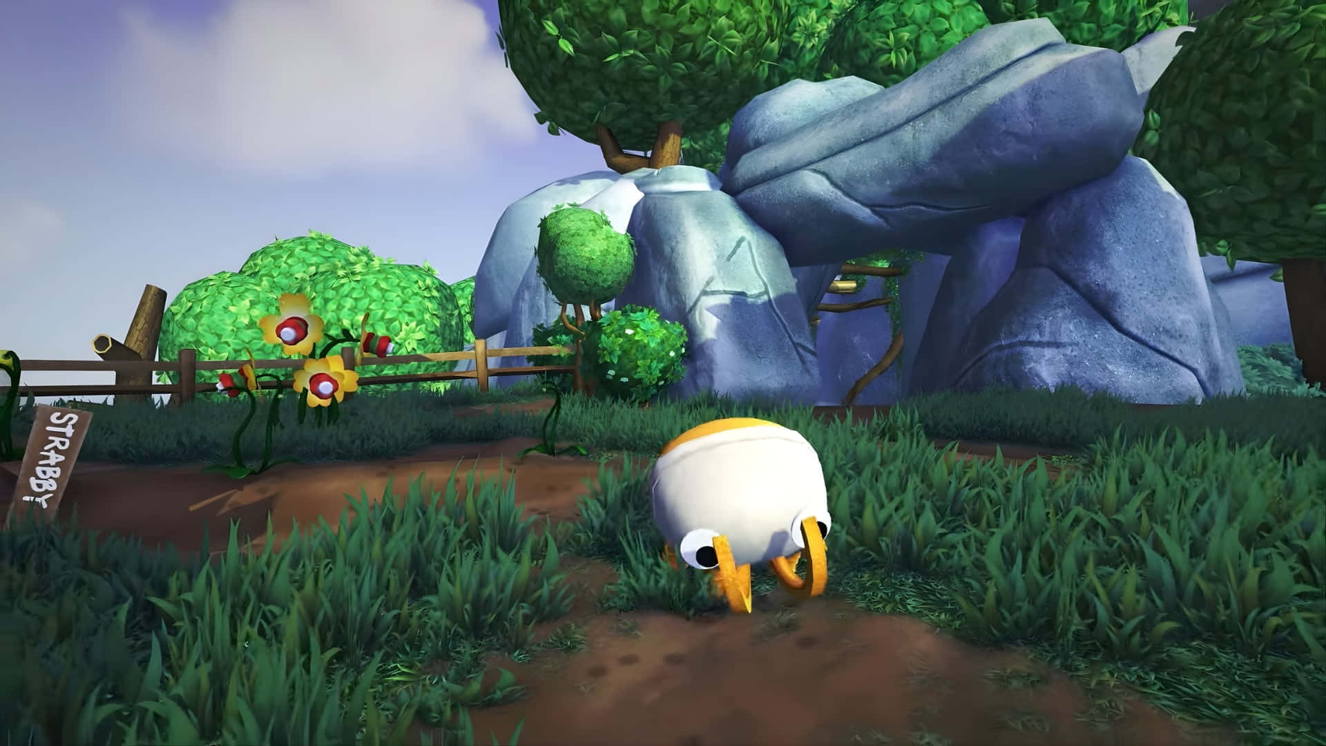 Bugsnax, egg-shaped creature, white and yellow, Full HD Desktop Wallpaper