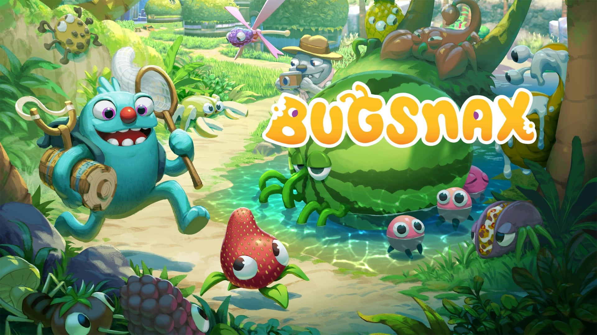 Bugsnax, blue monster, net, Full HD Desktop Wallpaper