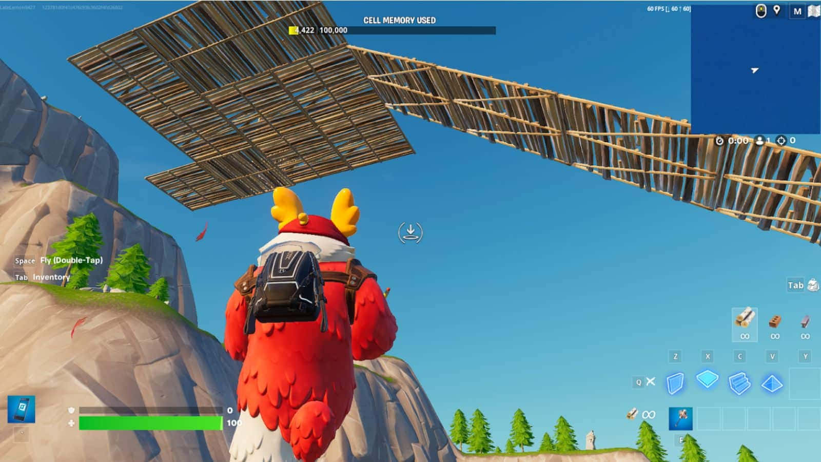 Building Game, red chicken character, rocky cliffs, HD Desktop Wallpaper