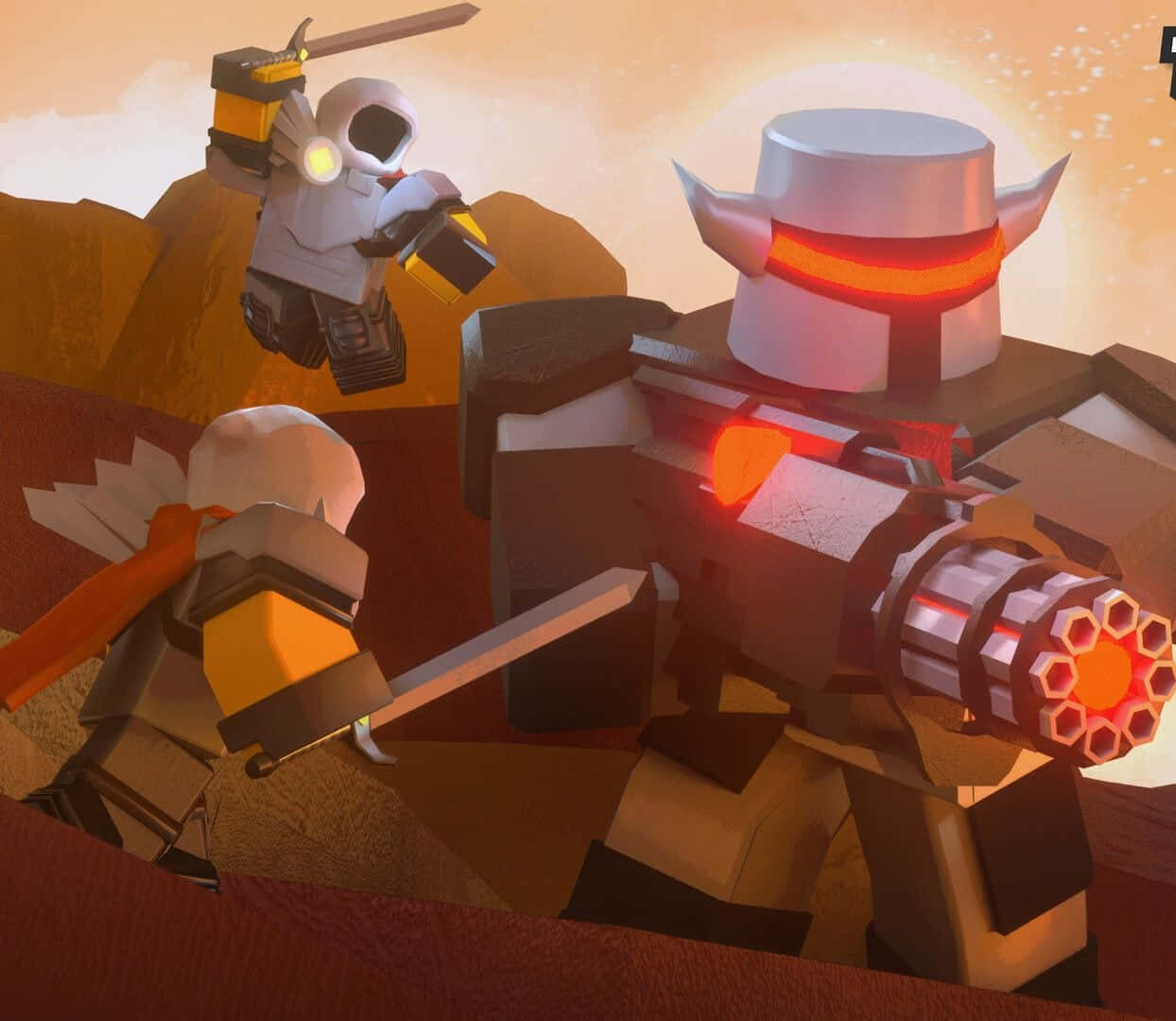 Tower Defense, desert canyon, glowing red weapons, SD Desktop Wallpaper