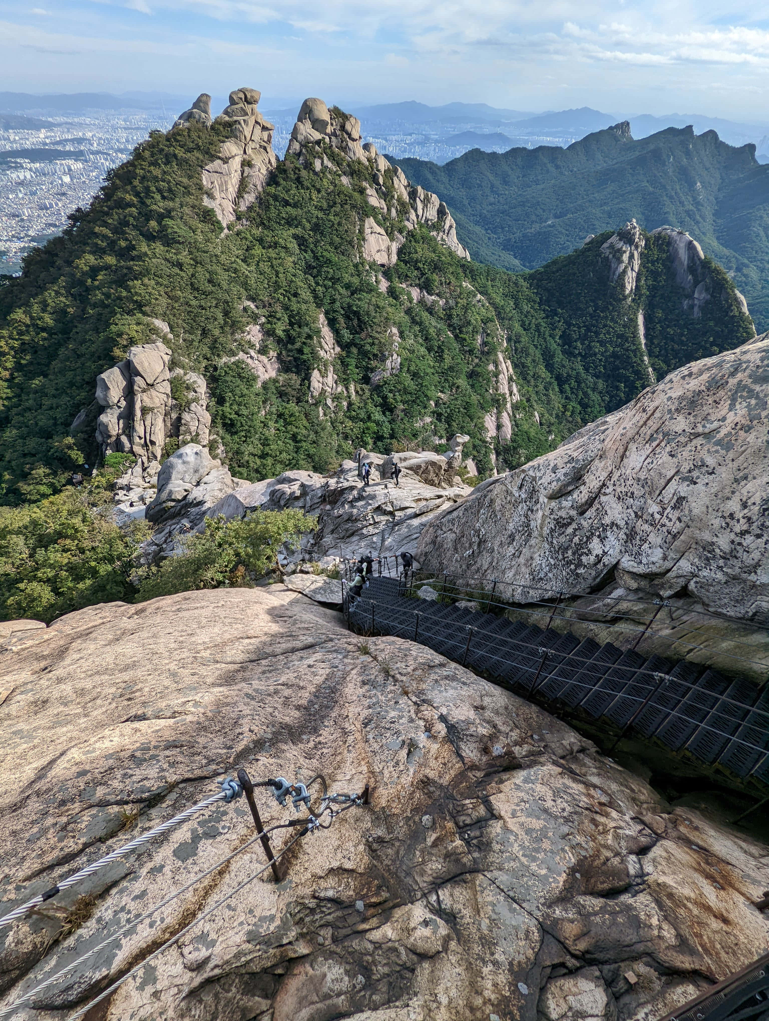 Bukhansan National Park, hiking trail, metal walkway, 4K Phone Wallpaper