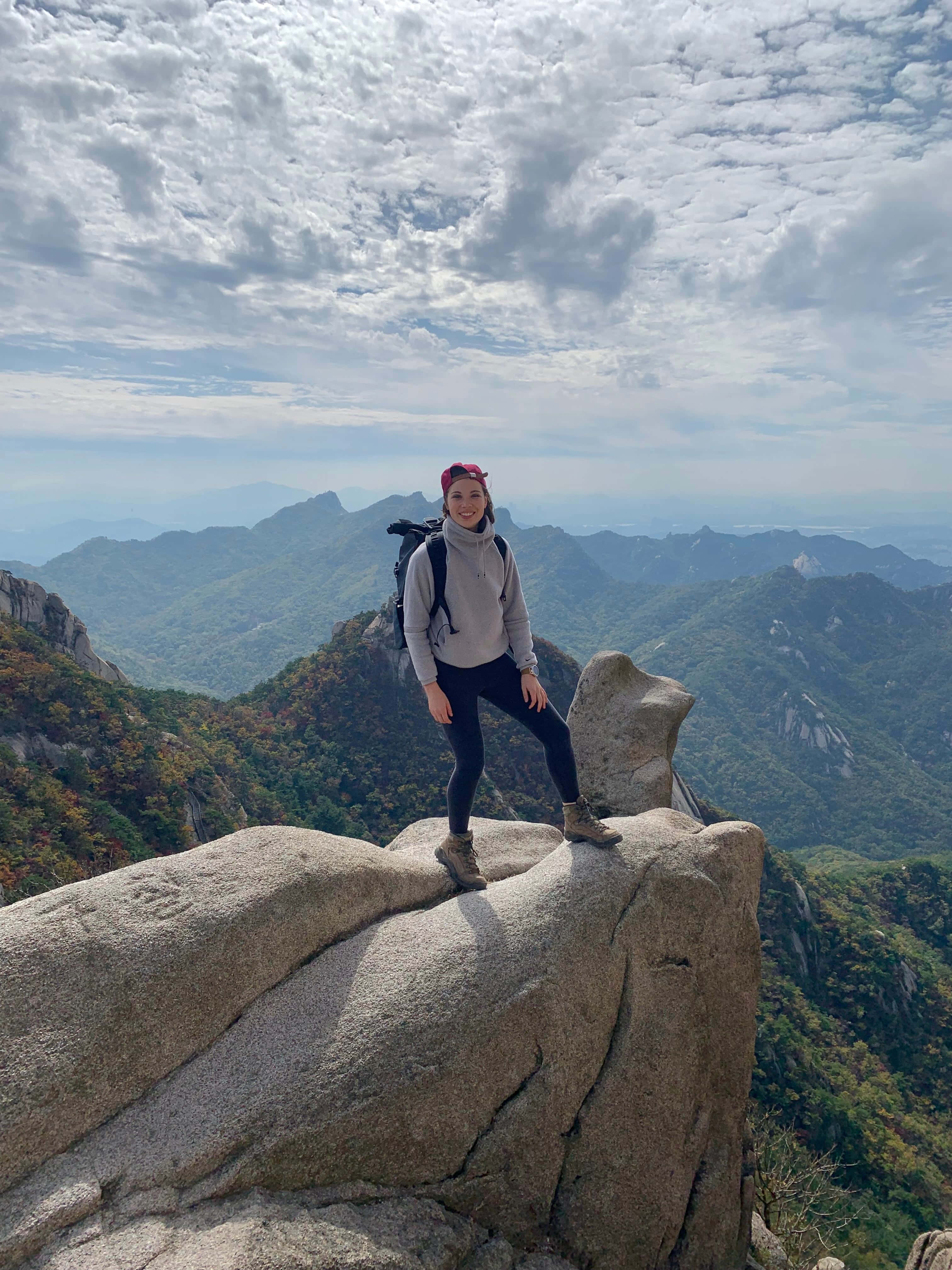 hiker, red cap, grey hoodie, 4K Phone Wallpaper