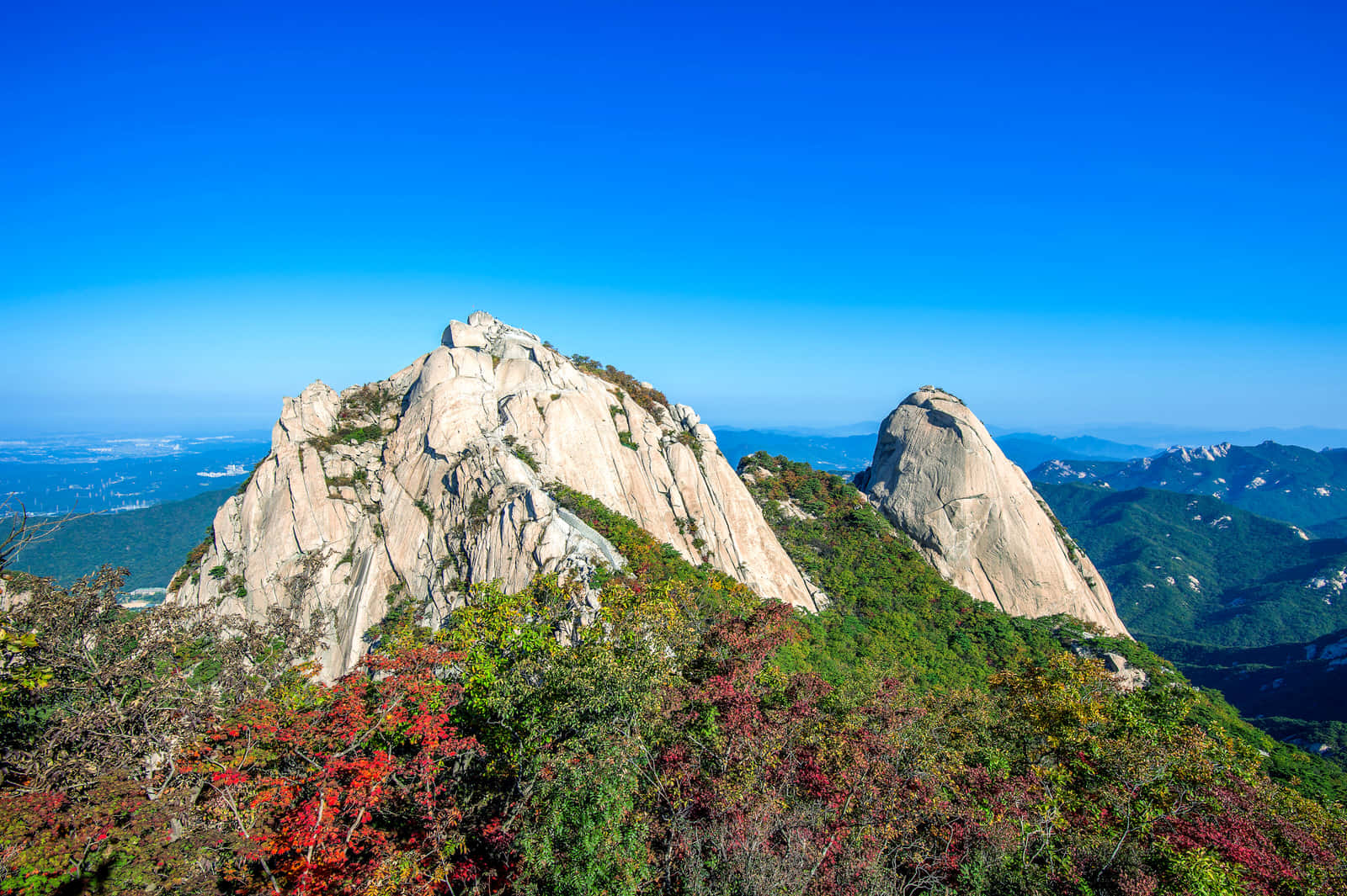 Bukhansan National Park, peak view, rugged granite peaks, HD Desktop Wallpaper