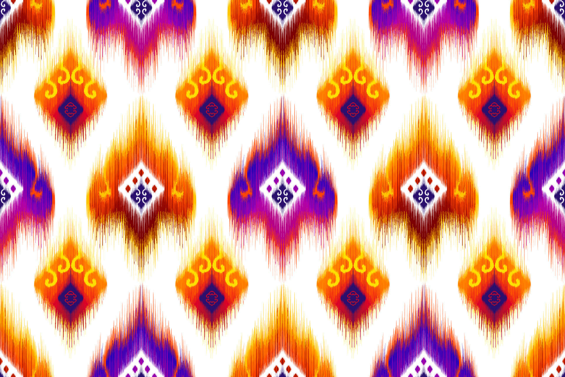 Bukhara, ikat fabric pattern, orange, Full HD Desktop Wallpaper
