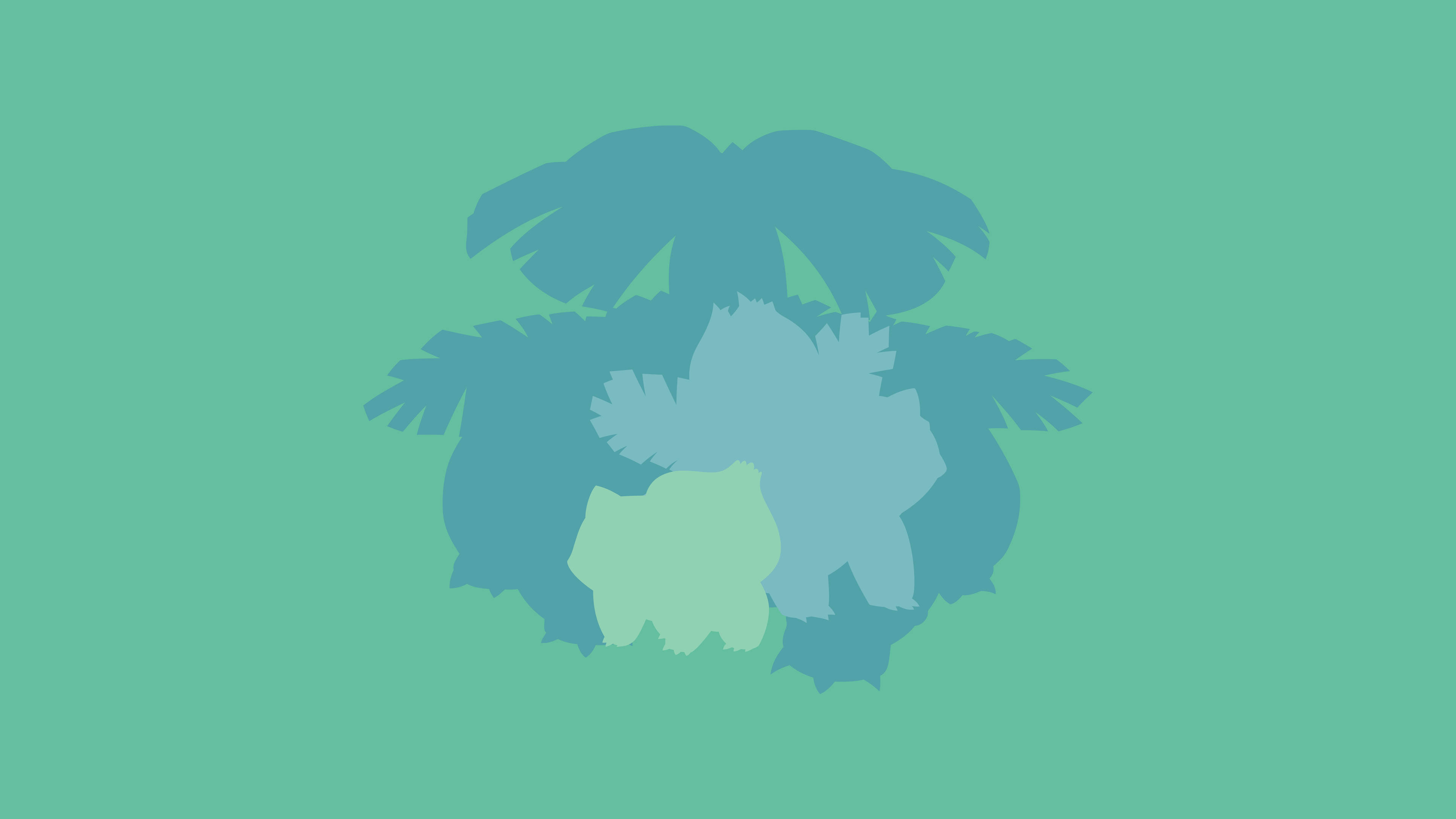 Bulbasaur, minimalist, tropical leaves, 4K Desktop Wallpaper
