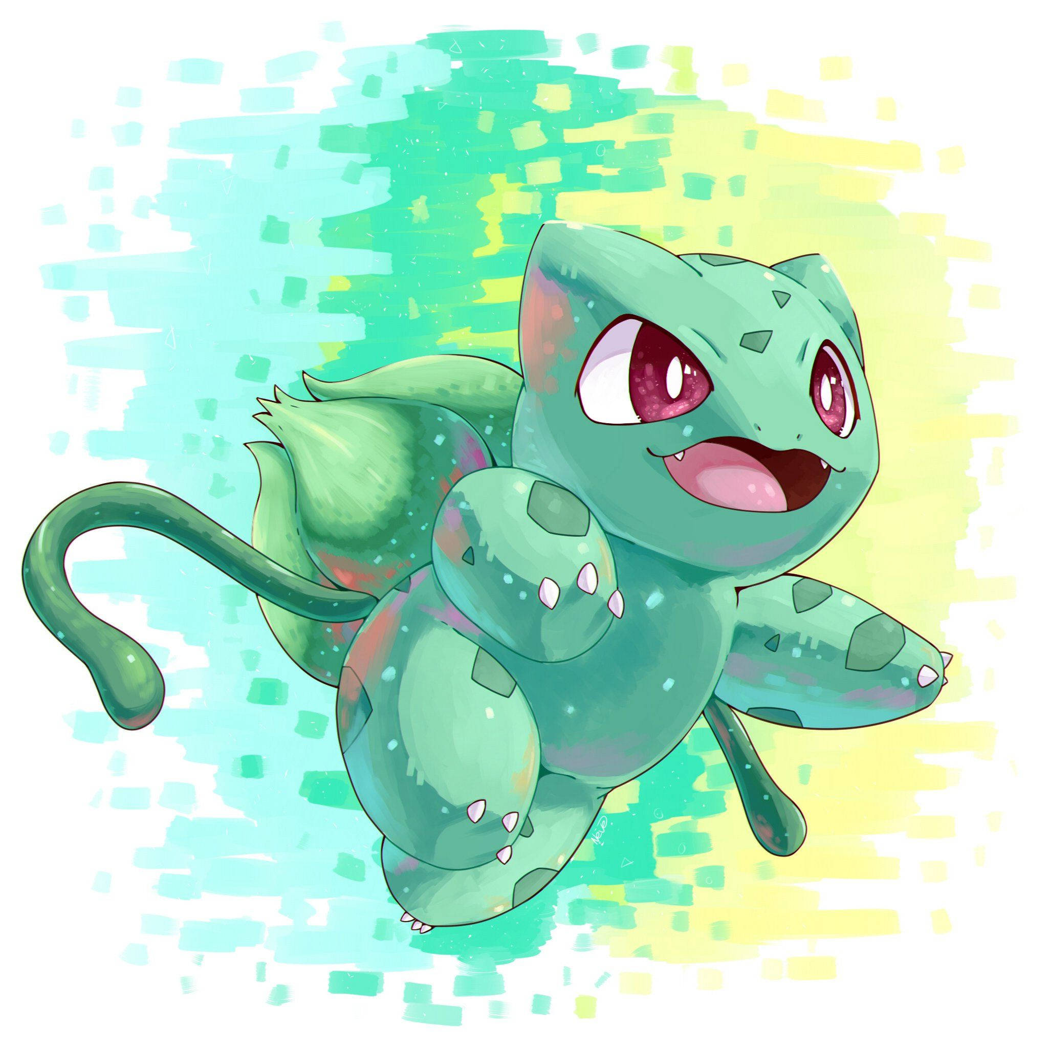Bulbasaur, green, red eyes, Full HD Desktop Wallpaper