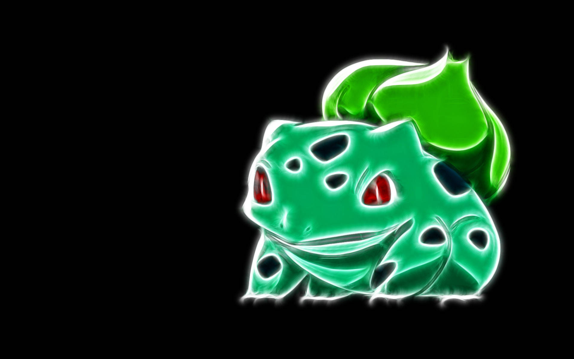 Bulbasaur, glowing green, red eyes, Full HD Desktop Wallpaper