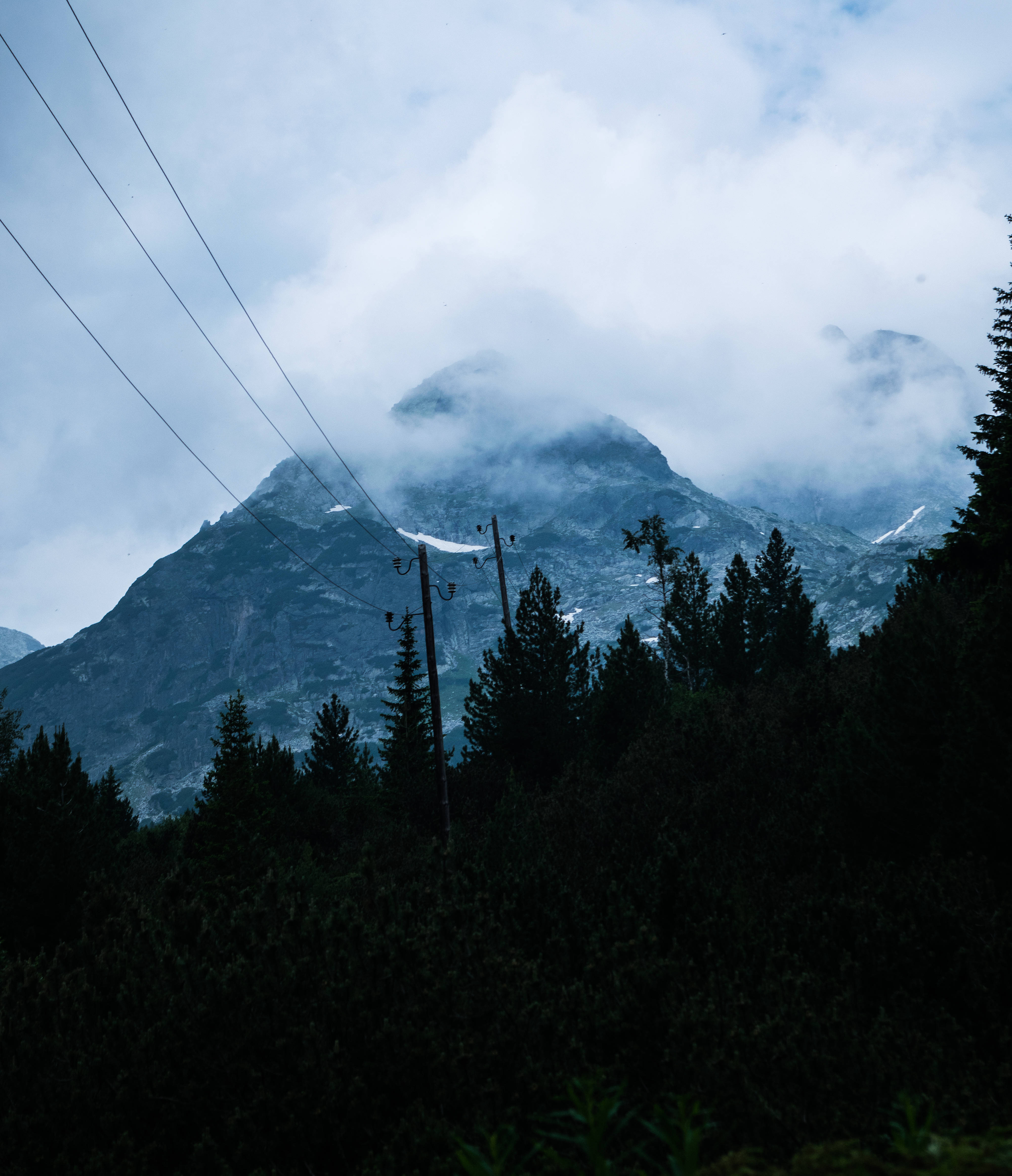 Bulgaria, foggy mountain, misty mountain peak, 4K Phone Wallpaper