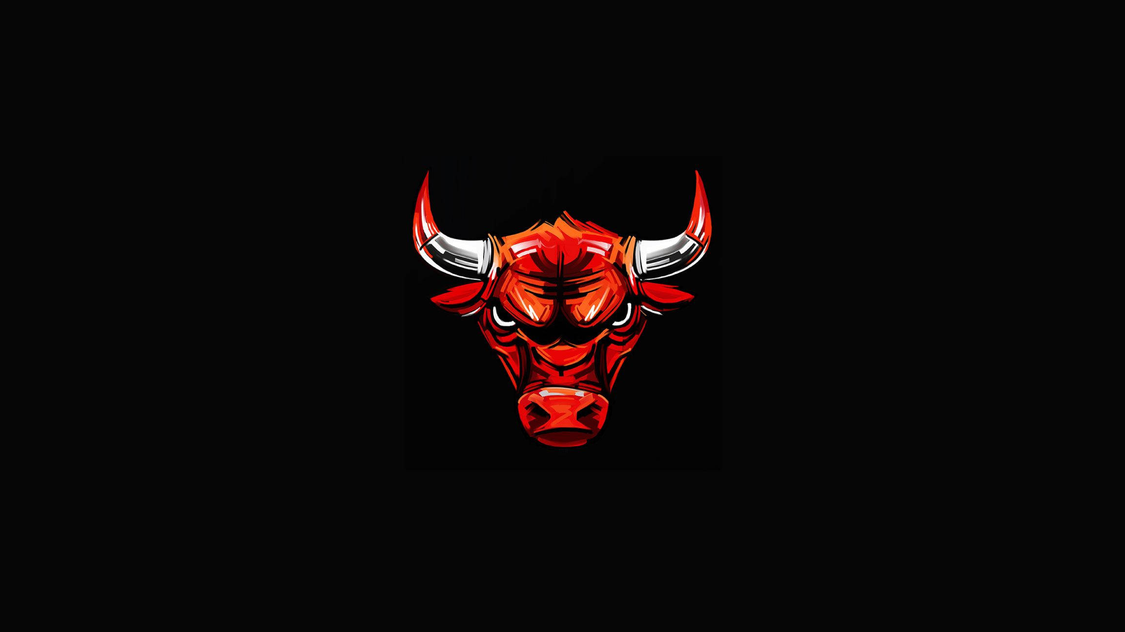 fierce red bull head, glowing eyes, metallic horns, Full HD Desktop Wallpaper