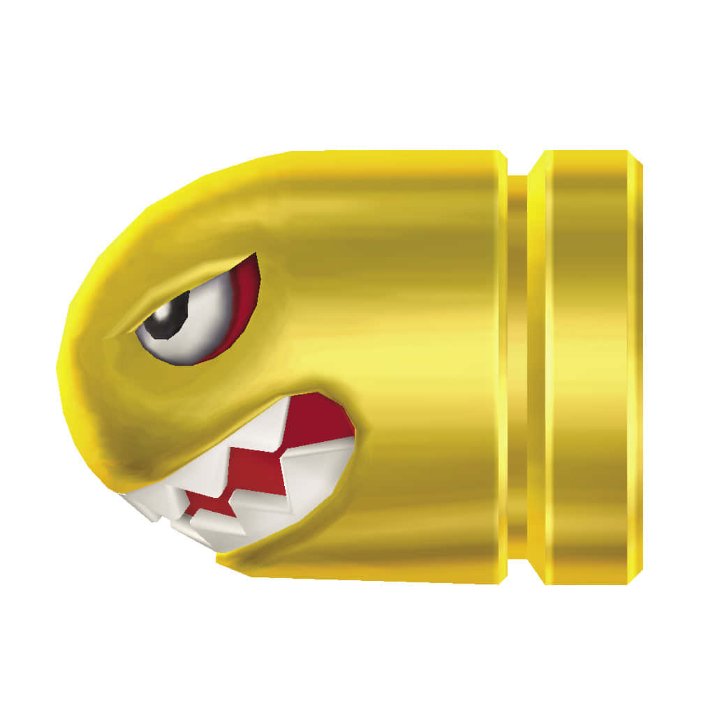 Golden Bullet Bill, cartoonish face, red eyes, SD Desktop Wallpaper