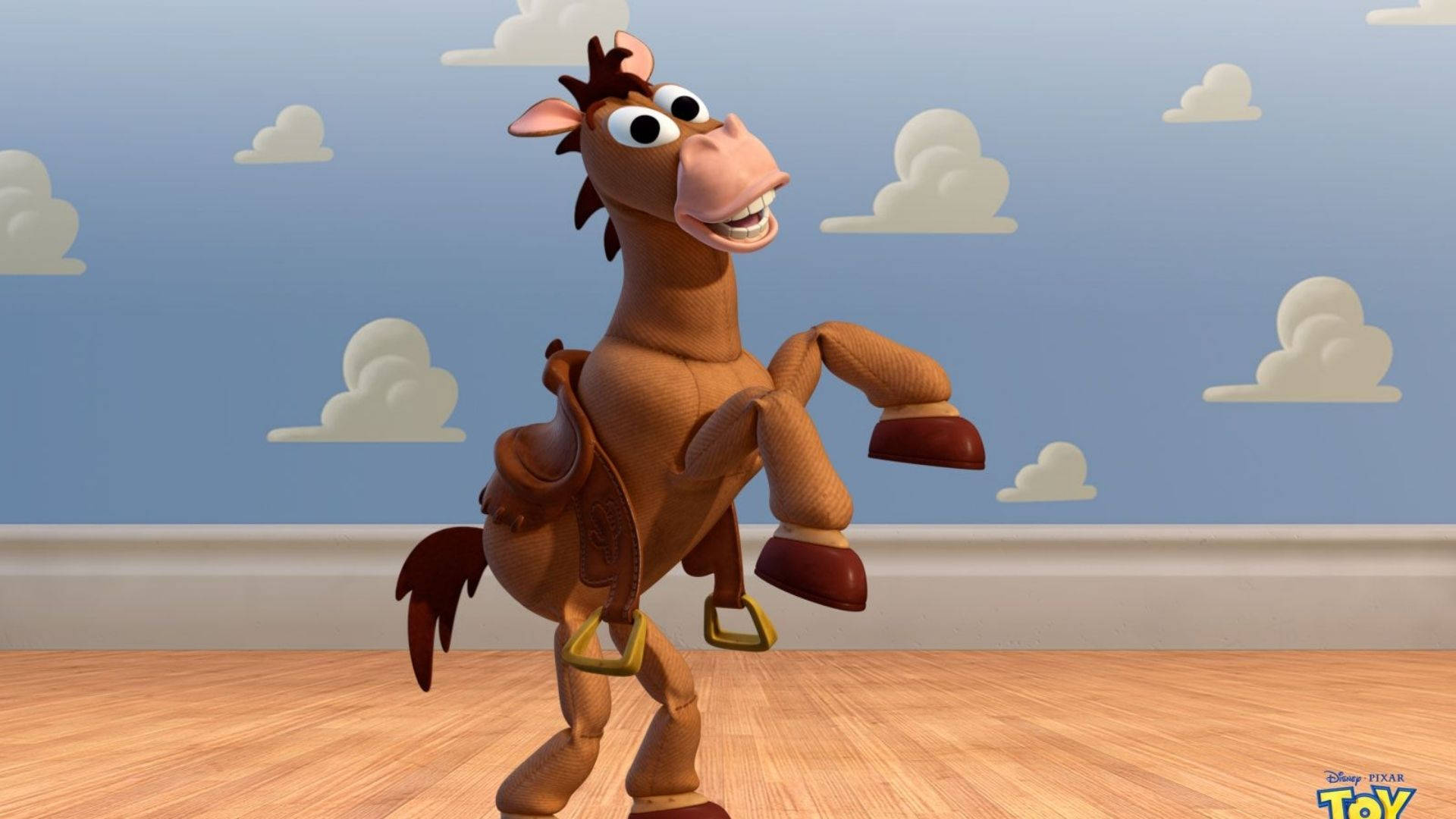 Bullseye, Toy Story, wooden floor, Full HD Desktop Wallpaper