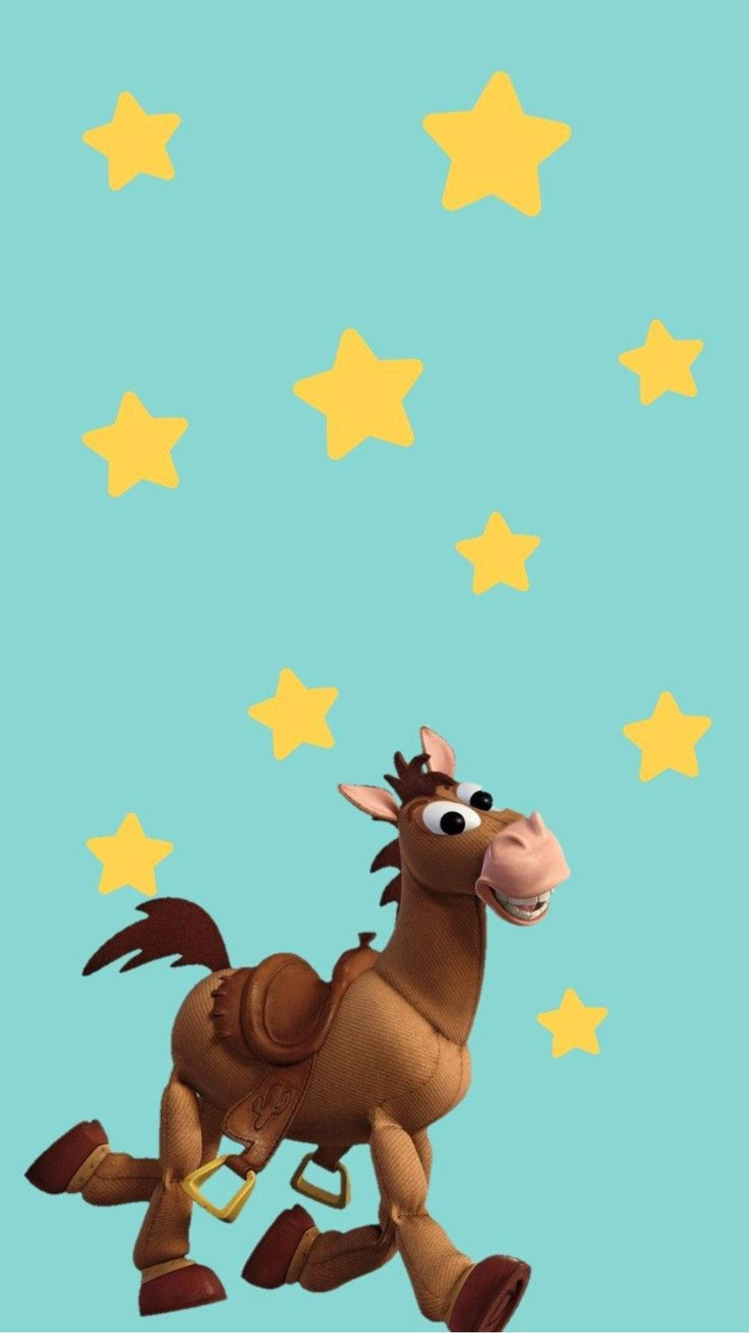 Bullseye, Toy Story, teal background, Full HD Phone Wallpaper