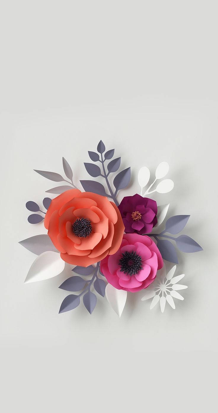 colorful paper bunga, coral magenta, white, HD Phone Wallpaper