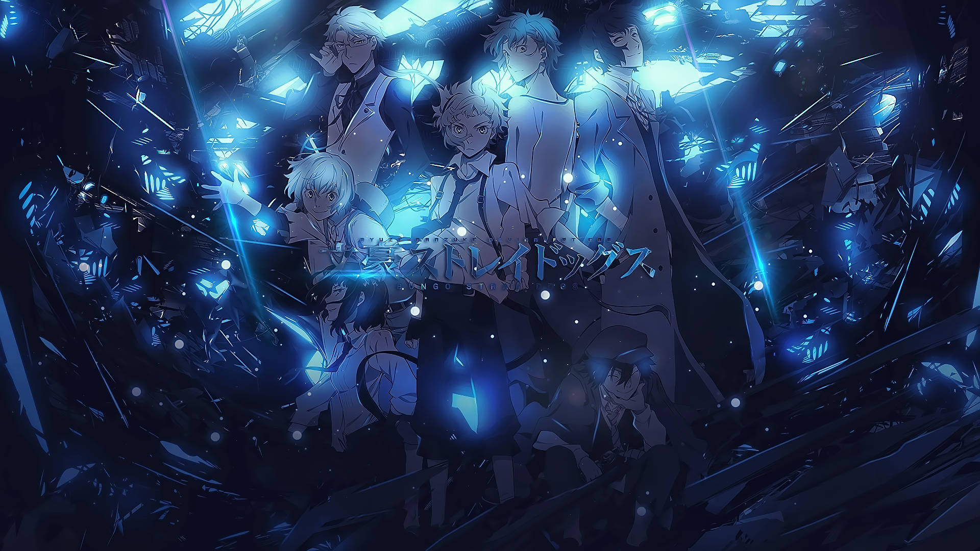 Bungo Stray Dogs, cyber theme, electric blue energy, Full HD Desktop Wallpaper
