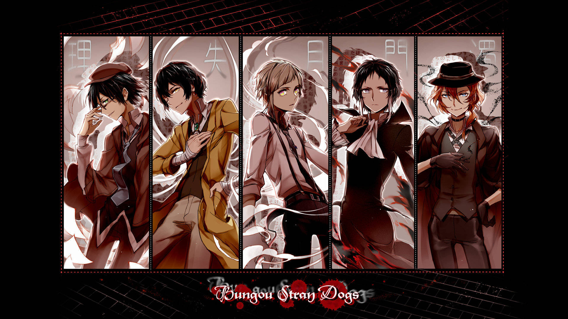 Bungo Stray Dogs, vertical banner art, vintage suits, Full HD Desktop Wallpaper