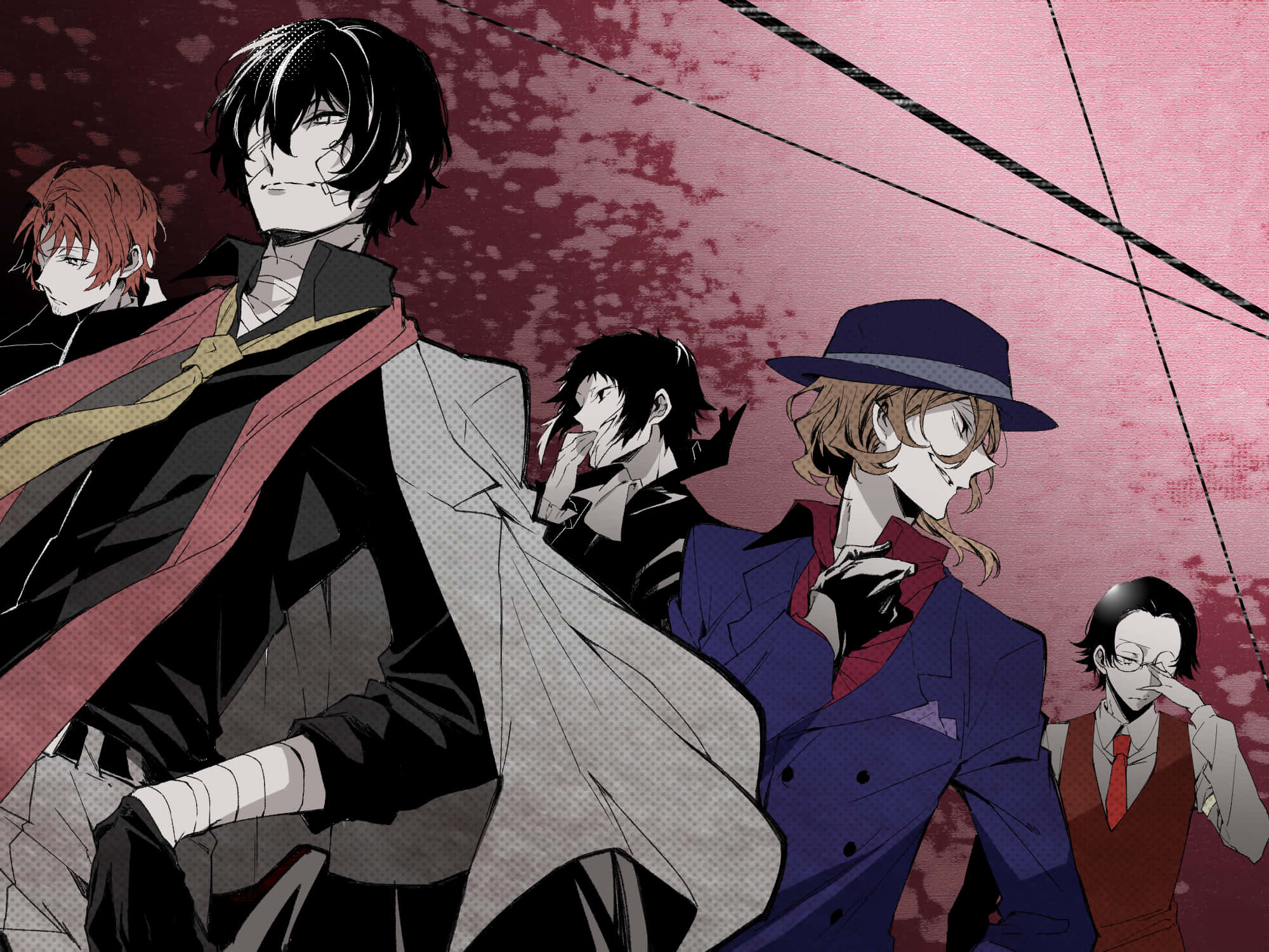 Bungo Stray Dogs, anime characters, stylish suits, Full HD Desktop Wallpaper