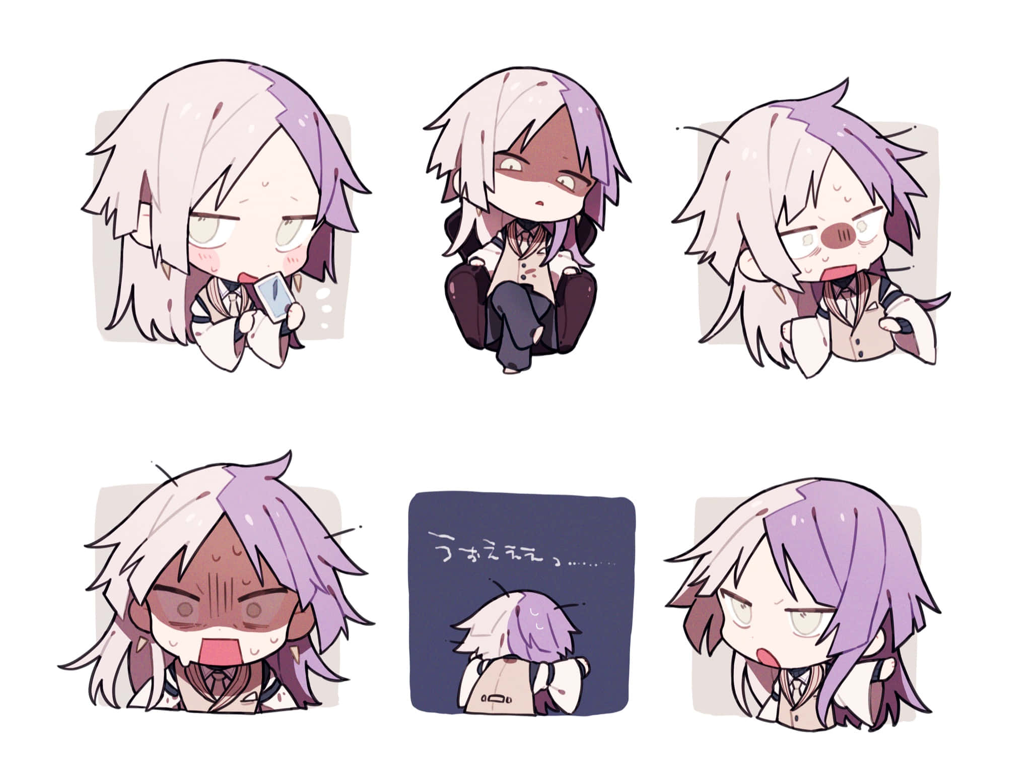 Bungo Stray Dogs Sigma, chibi anime panels, lavender-haired character, Full HD Desktop Wallpaper