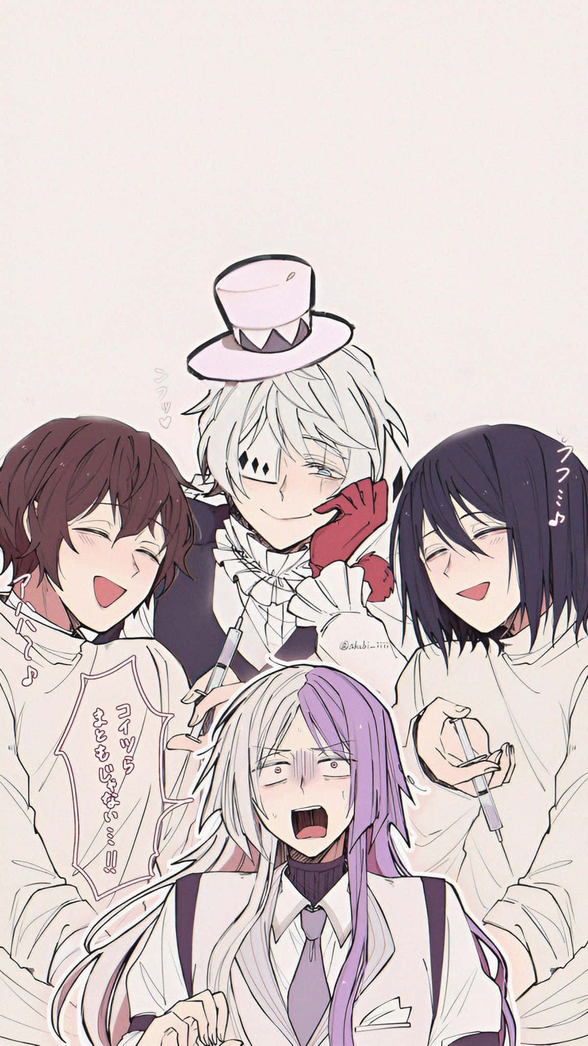 Bungo Stray Dogs Sigma, friendly gathering, four anime characters, Full HD Phone Wallpaper