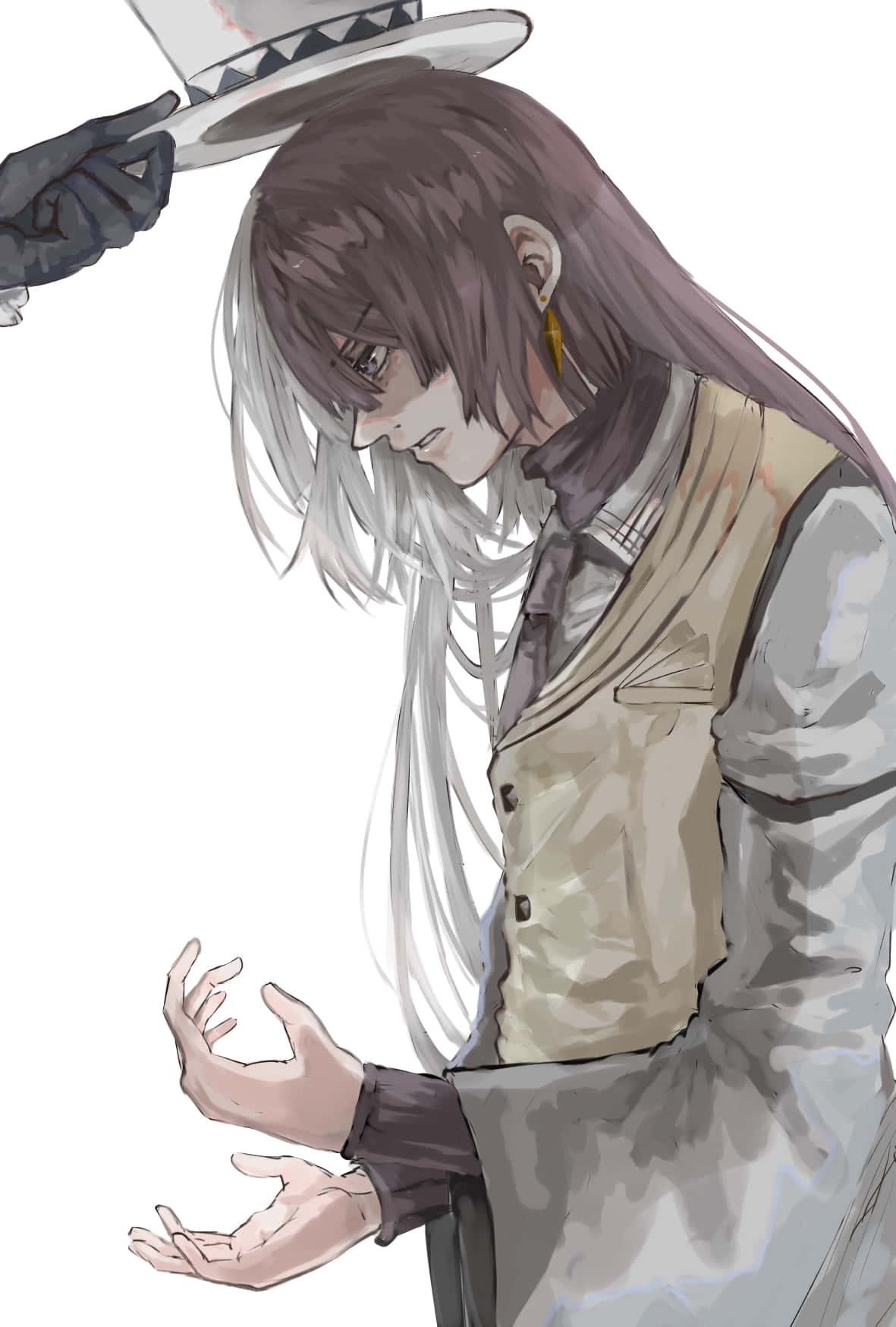 Bungo Stray Dogs Sigma, gray hair, beige vest, HD Phone Wallpaper