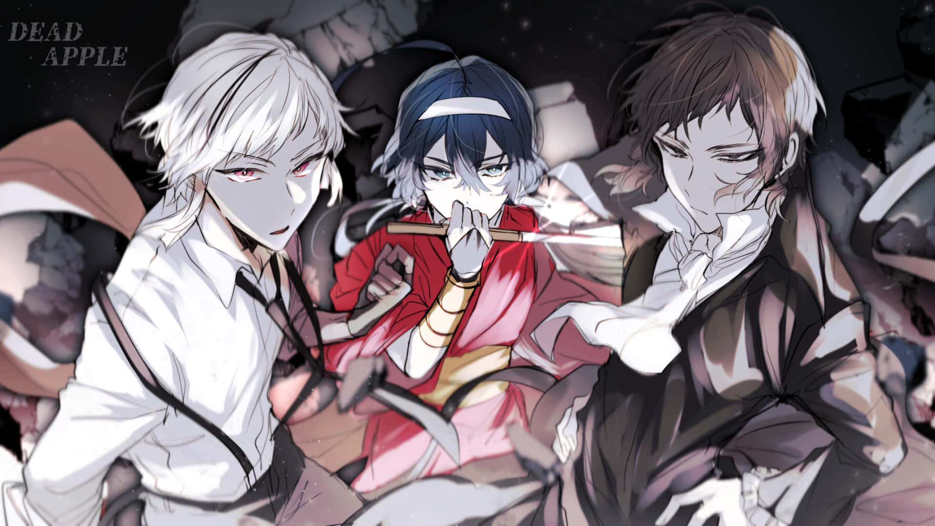 Bungou stray dogs, starry night sky, shattered debris, Full HD Desktop Wallpaper