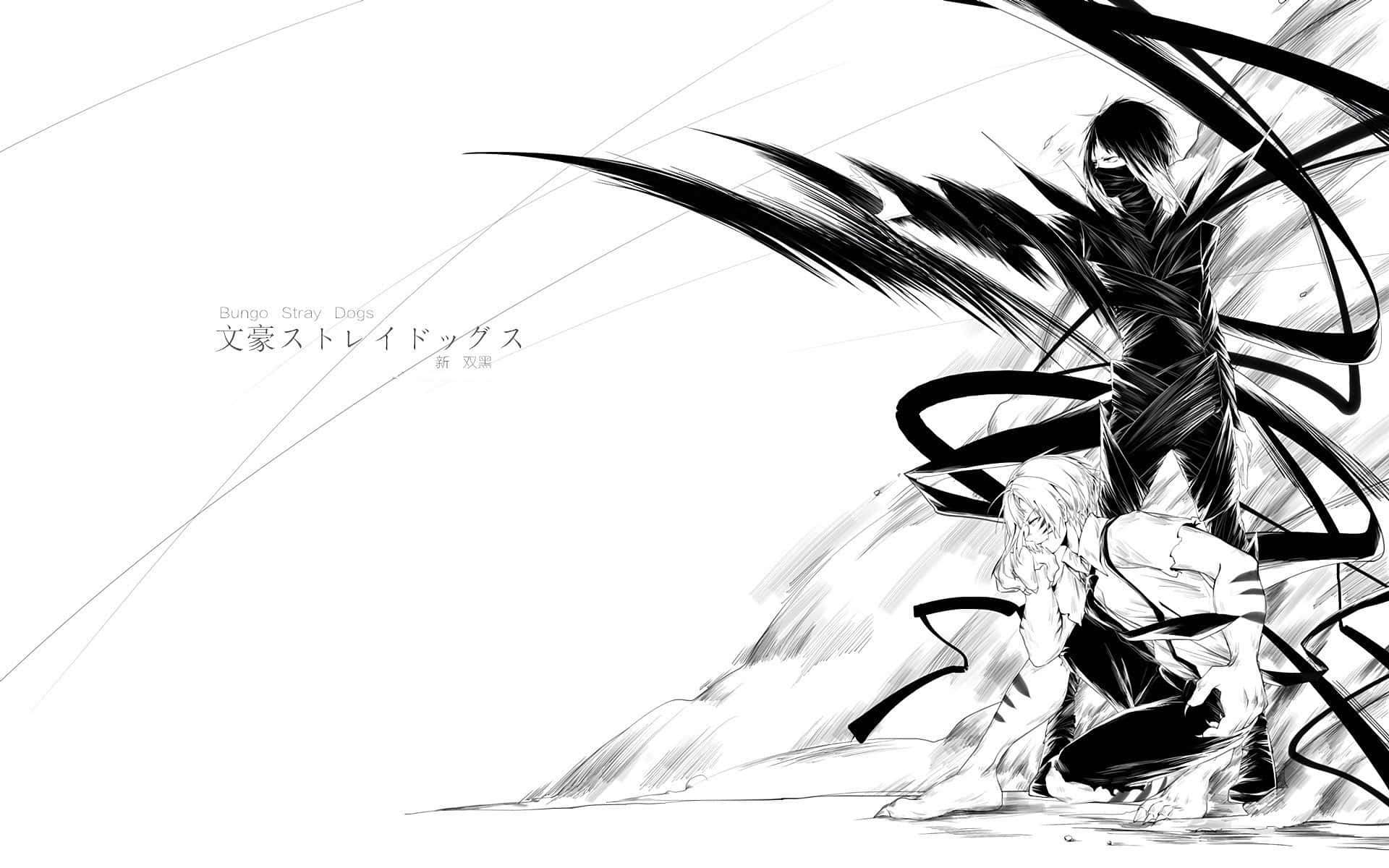 Bungou stray dogs, black and white drawing, anime characters, Full HD Desktop Wallpaper