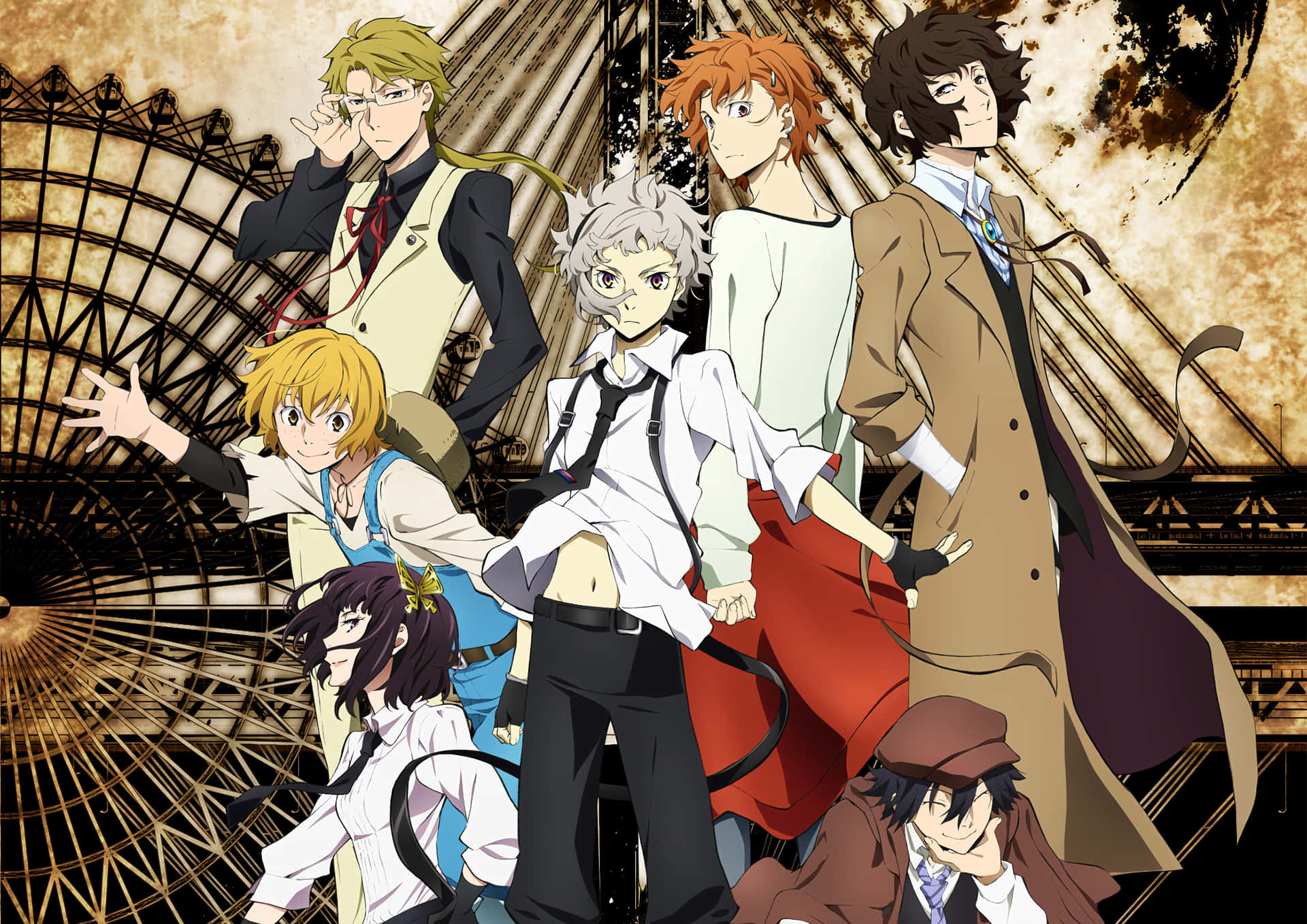 Bungou Stray Dogs, main cast, anime characters, Full HD Desktop Wallpaper