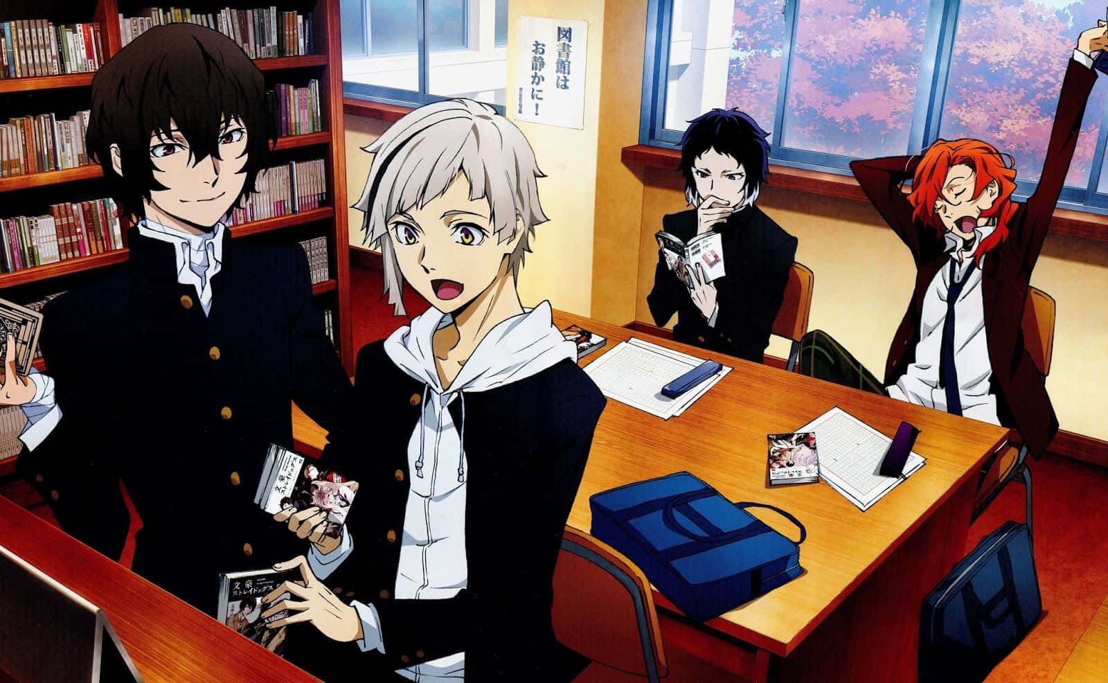 Bungou Stray Dogs, anime students, school uniforms, HD Desktop Wallpaper