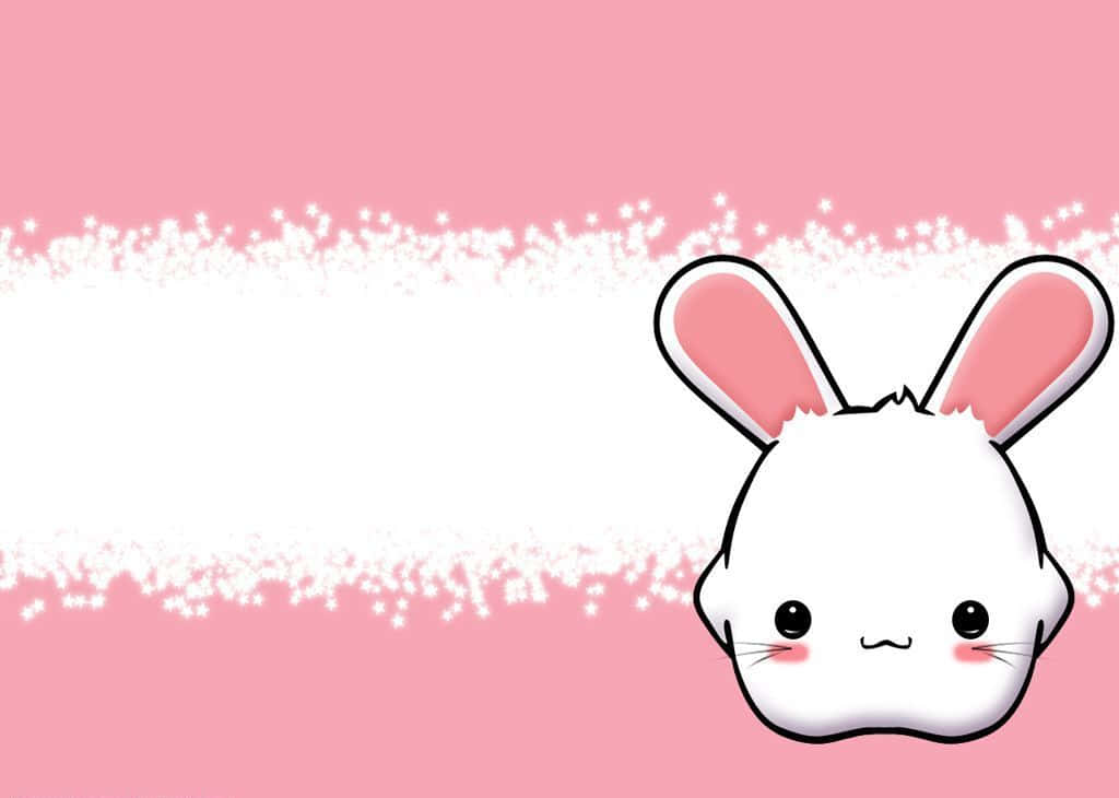 kawaii bunny, white cartoon bunny, pink inner ears, SD Desktop Wallpaper
