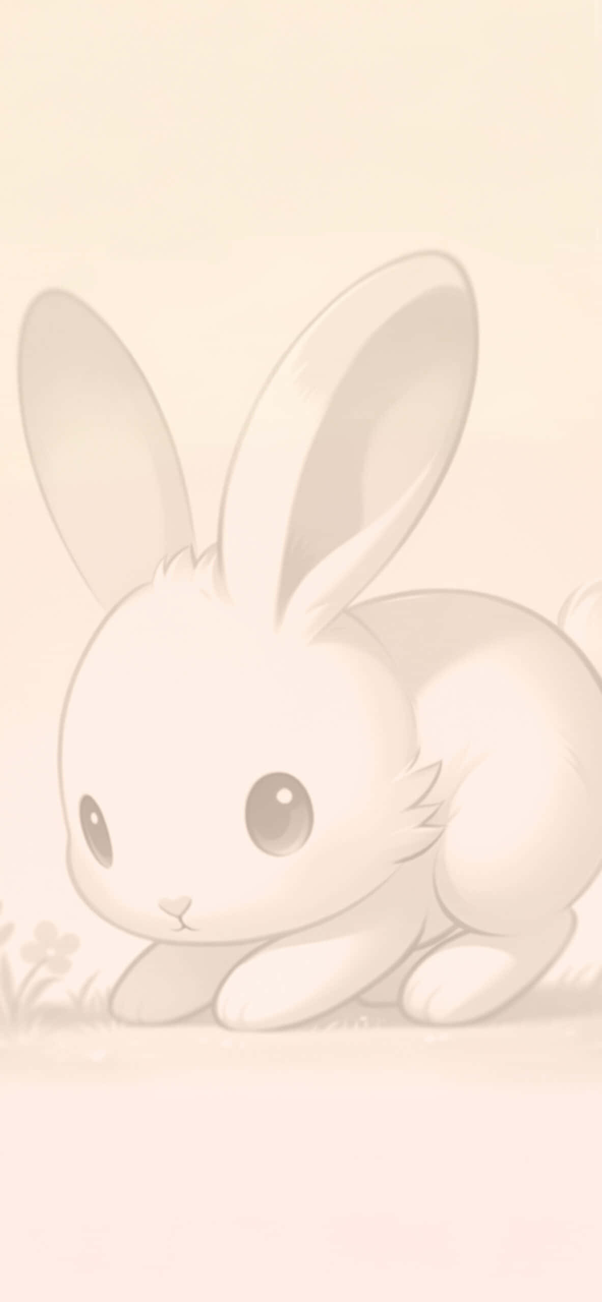 soft pastel illustration, cute white bunny, gentle field of grass, 2K Phone Wallpaper