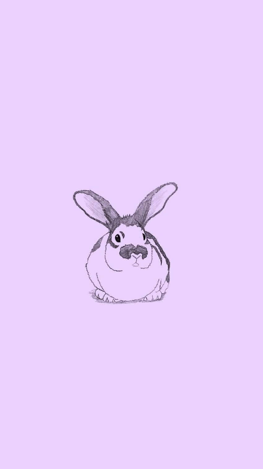 lavender backdrop, pencil sketch, cute rabbit, HD Phone Wallpaper