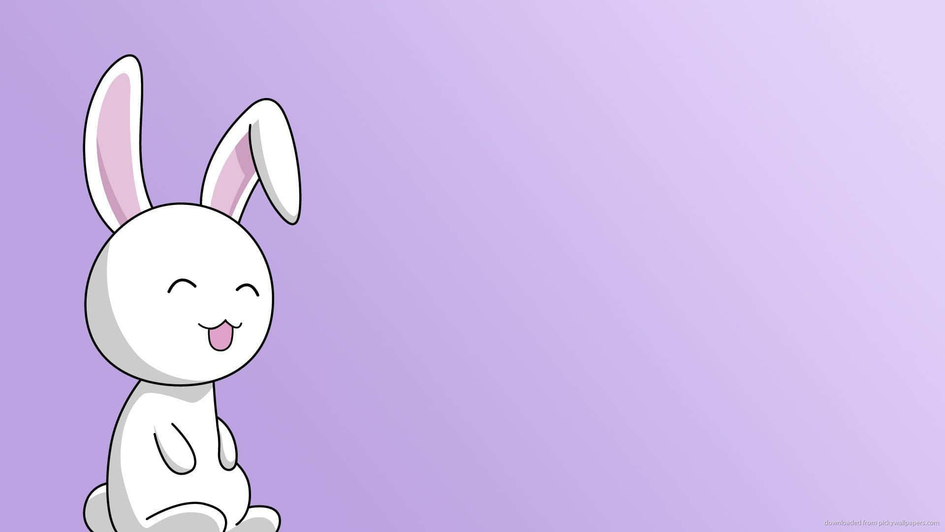 kawaii bunny, white cartoon bunny, pink inner ears, Full HD Desktop Wallpaper