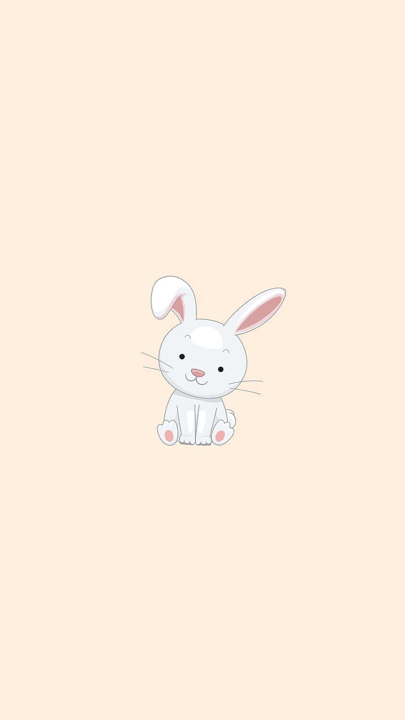 cute cartoon bunny, white cartoon bunny, pink inner ears, HD Phone Wallpaper