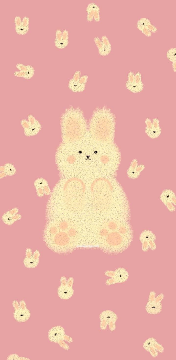 fluffy cream bunny, pink cheeks, soft pink background, HD Phone Wallpaper
