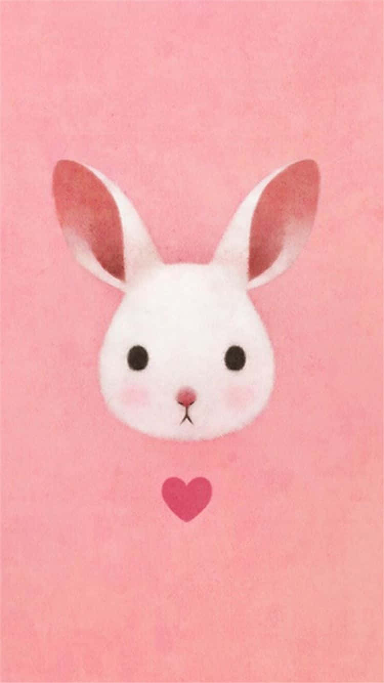 cute pink bunny, white bunny, pink inner ears, HD Phone Wallpaper