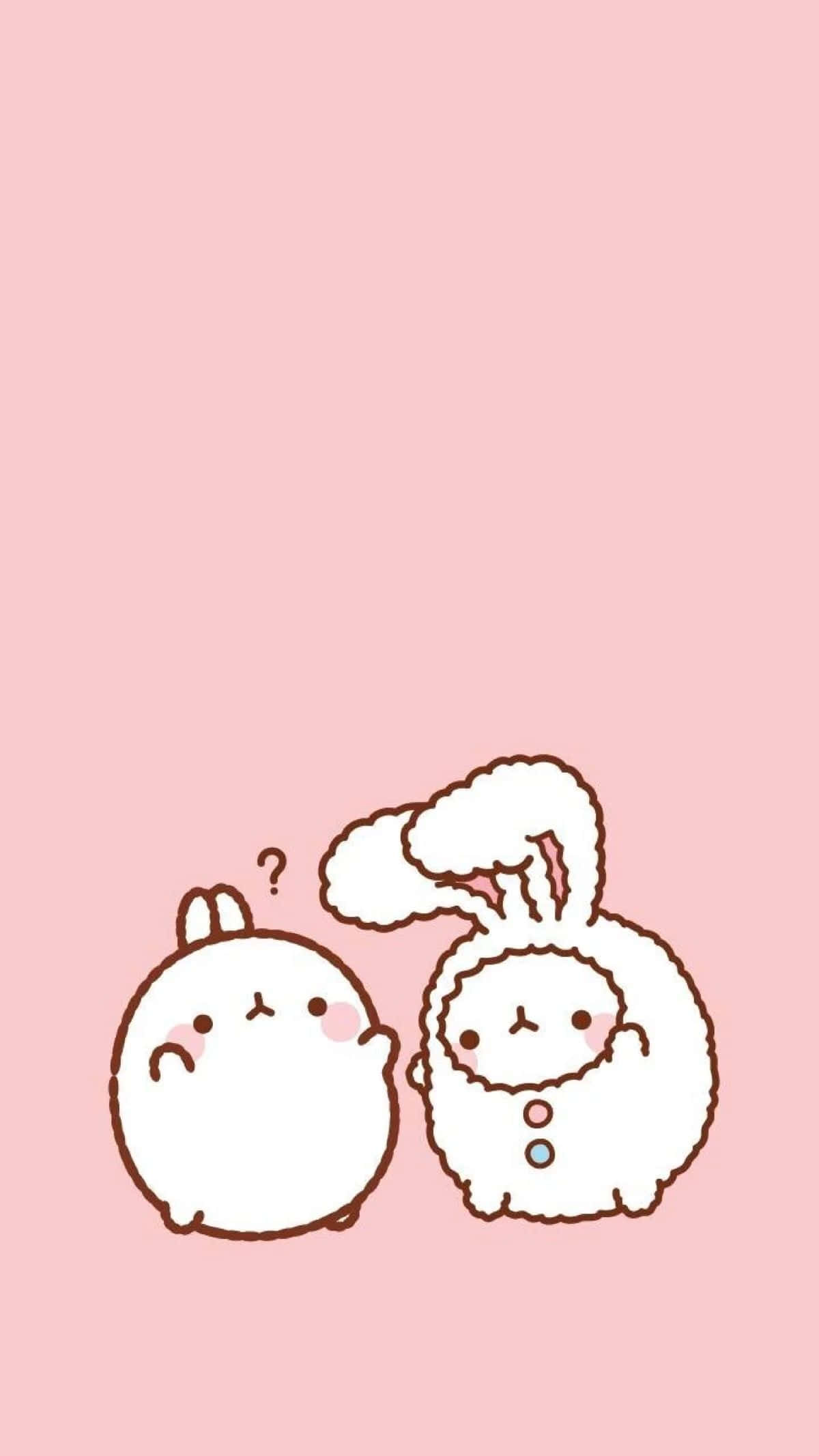 kawaii bunny, soft pastel bow, pretty flowers, Full HD Phone Wallpaper