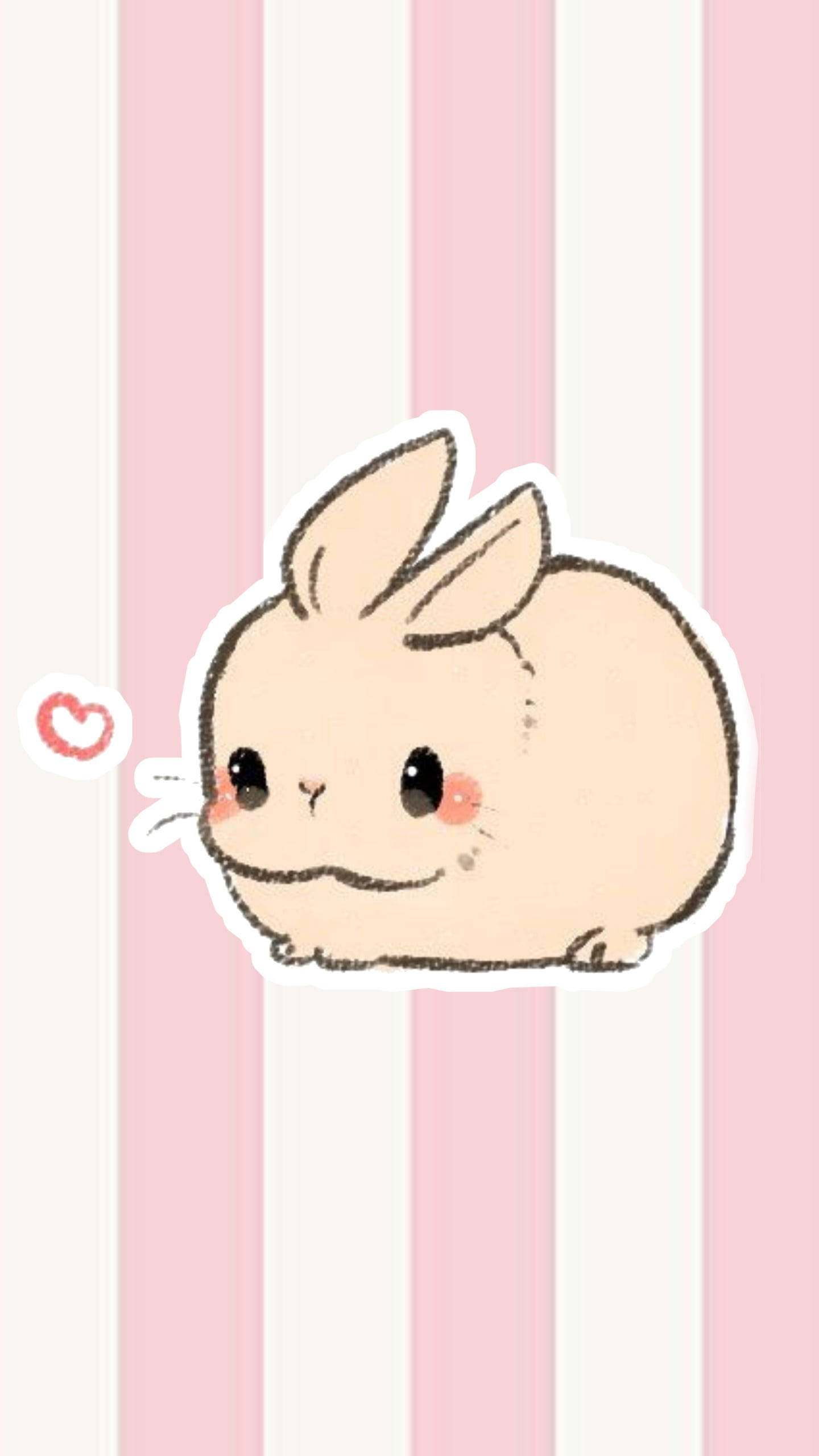 chibi drawing, cute bunny, rosy cheeks, 2K Phone Wallpaper