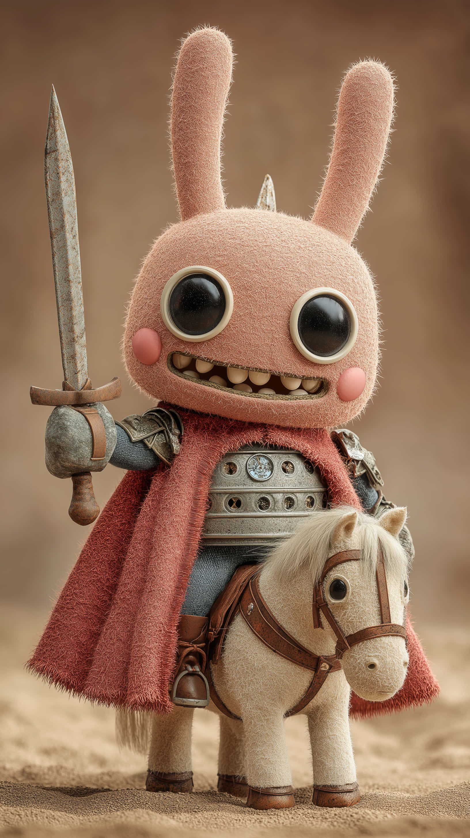 Warrior Bunny, fluffy pink rabbit knight, armor, 2K Phone Wallpaper
