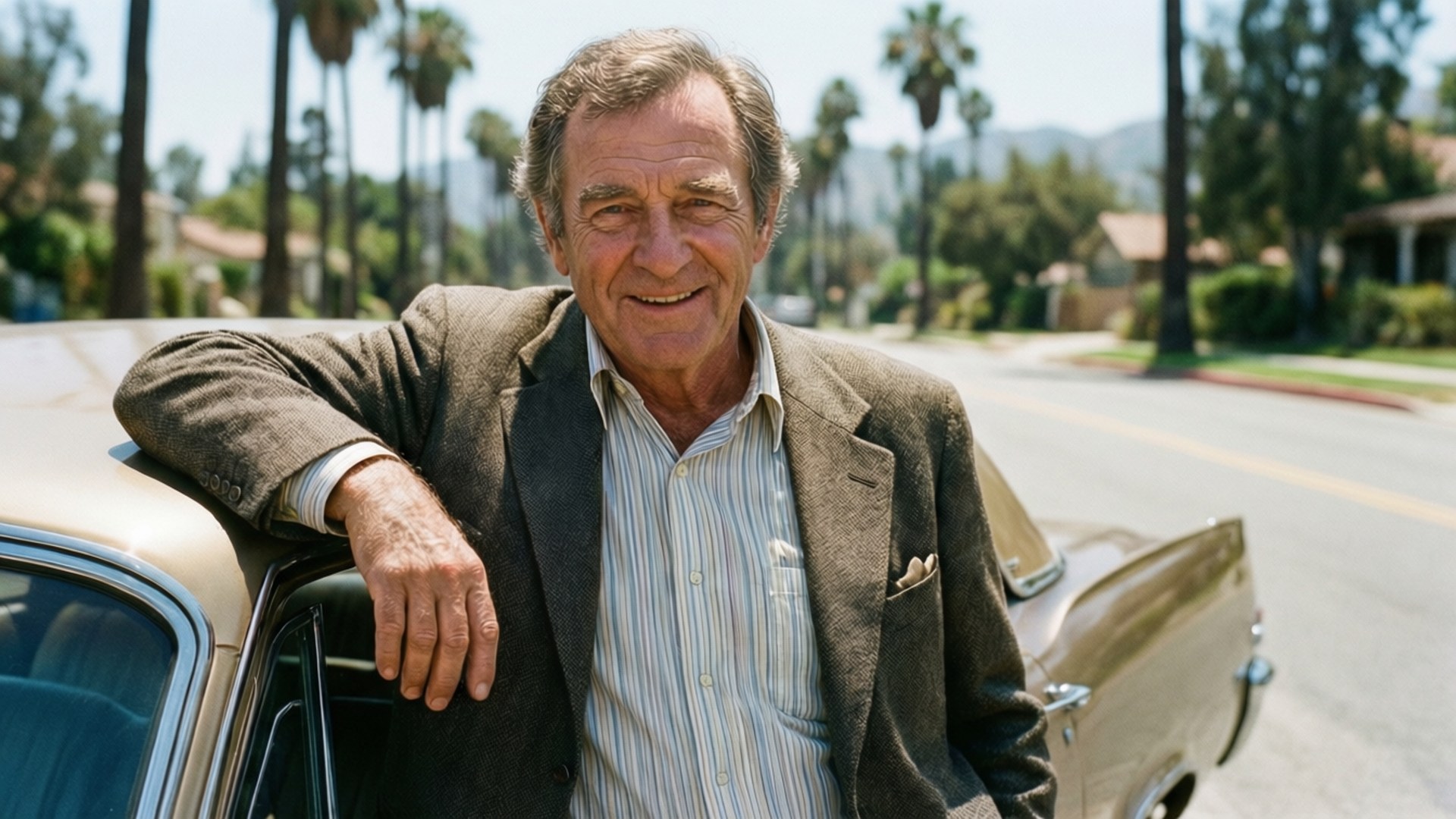 Burgess Meredith, vintage car, sunny day, Full HD Desktop Wallpaper