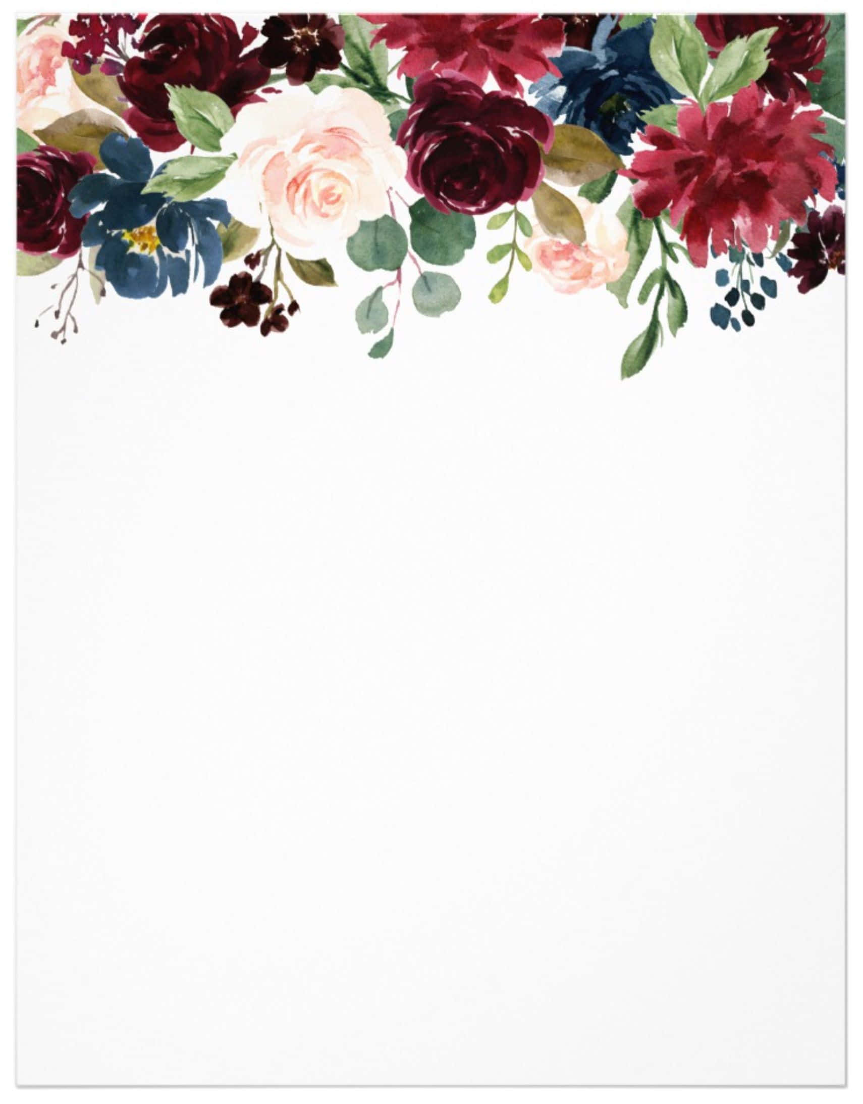 burgundy flower, watercolor floral border, deep reds, Full HD Phone Wallpaper