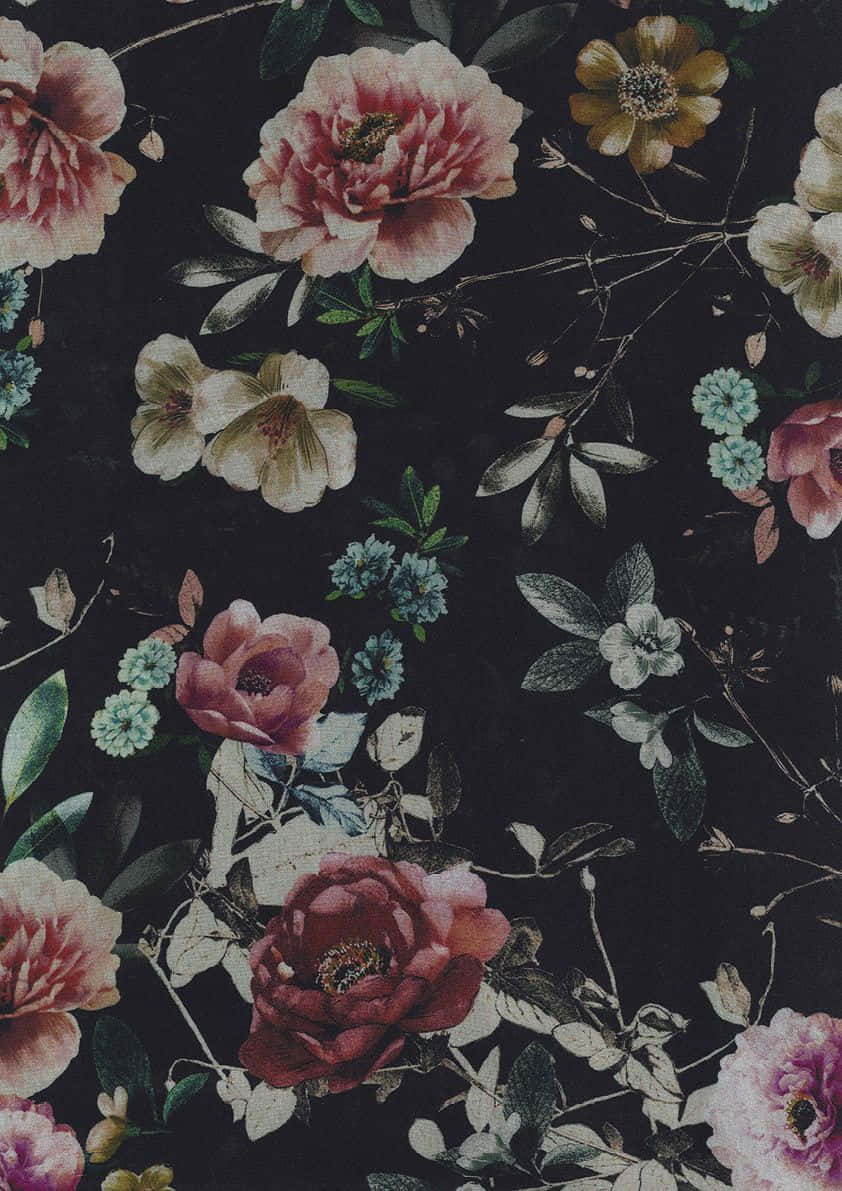 burgundy flower, pink peonies, green leaves, SD Phone Wallpaper