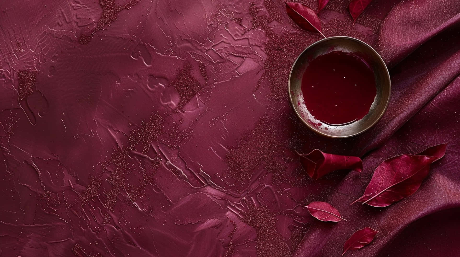 burgundy wax seal texture, metallic bowl, deep red liquid, Full HD Desktop Wallpaper