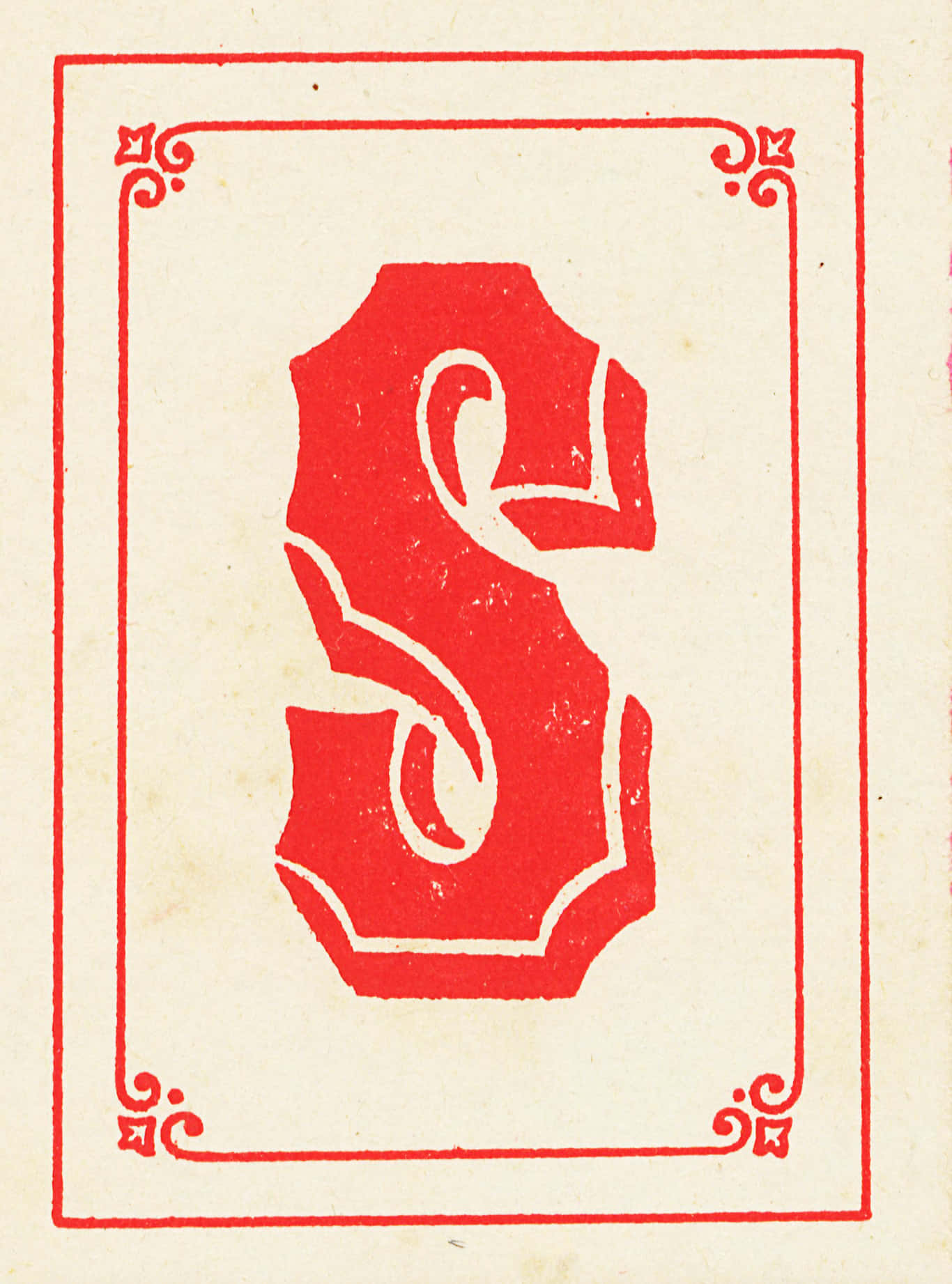 vintage red letter S, ornate border, aged cream paper, HD Phone Wallpaper